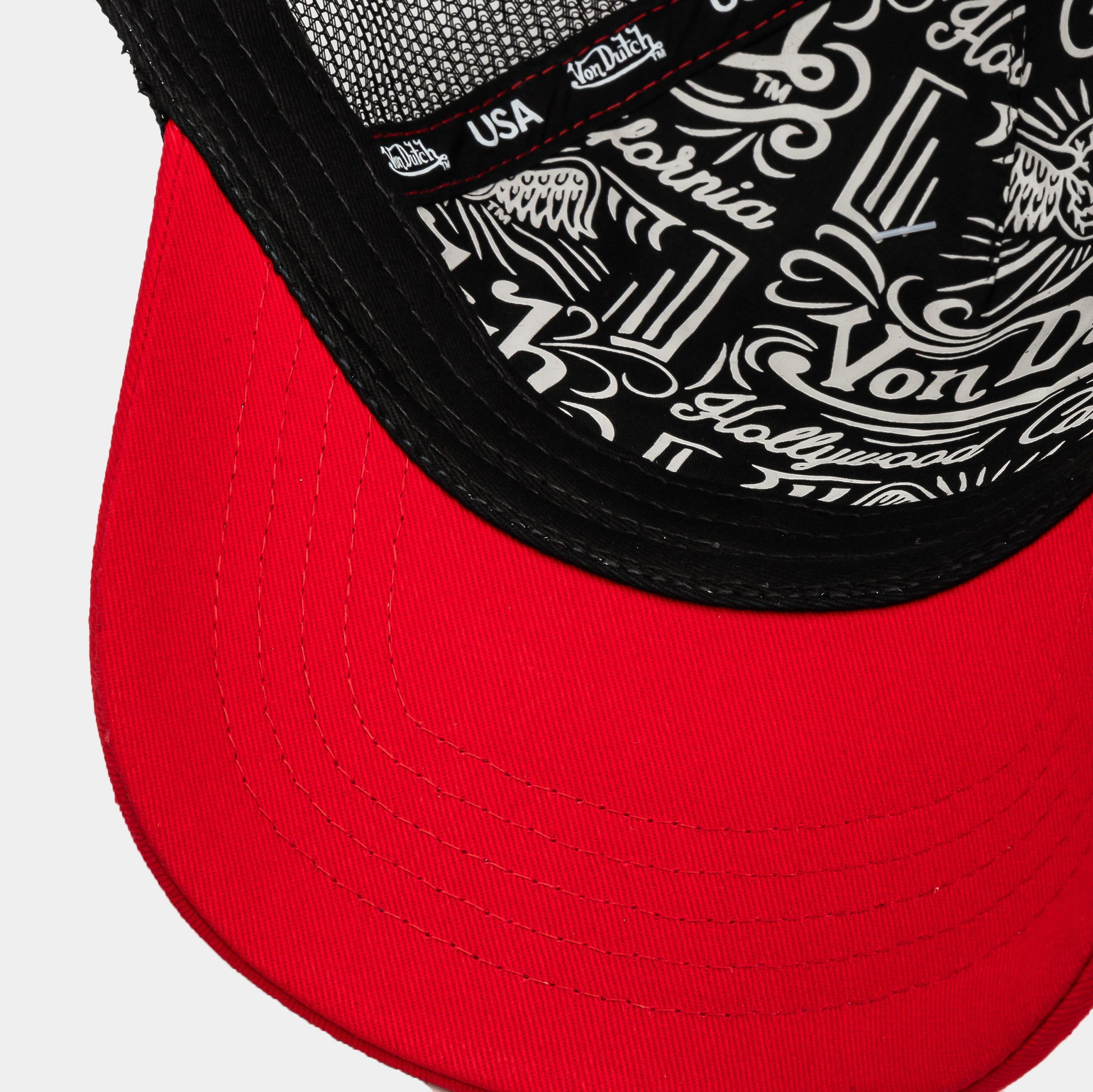 Von Dutch Red (Upcycle) and Black Trucker Hat. One size Red, Off-White & Black Trucker Hat | Von Dutch main image 2