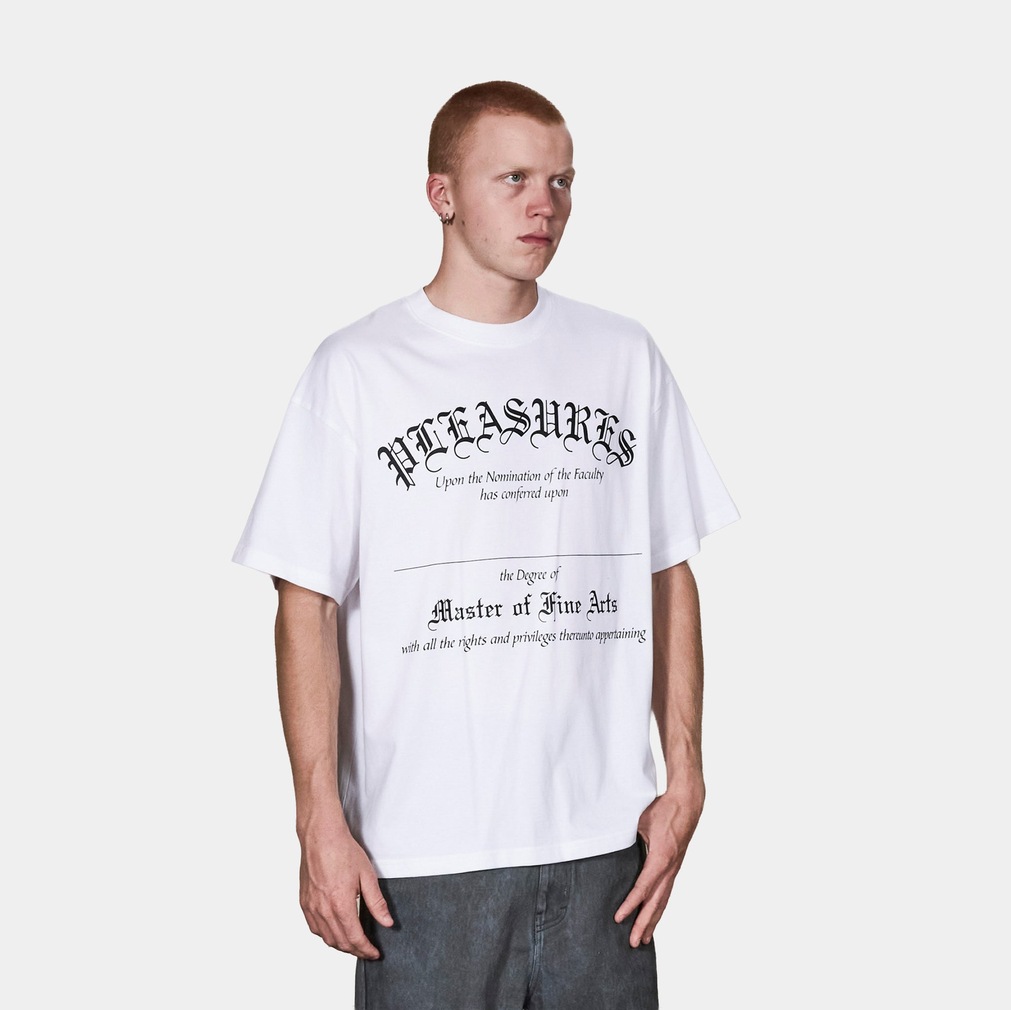 Pleasures Degree Mens Short Sleeve Shirt White Black P26SU043-WHT