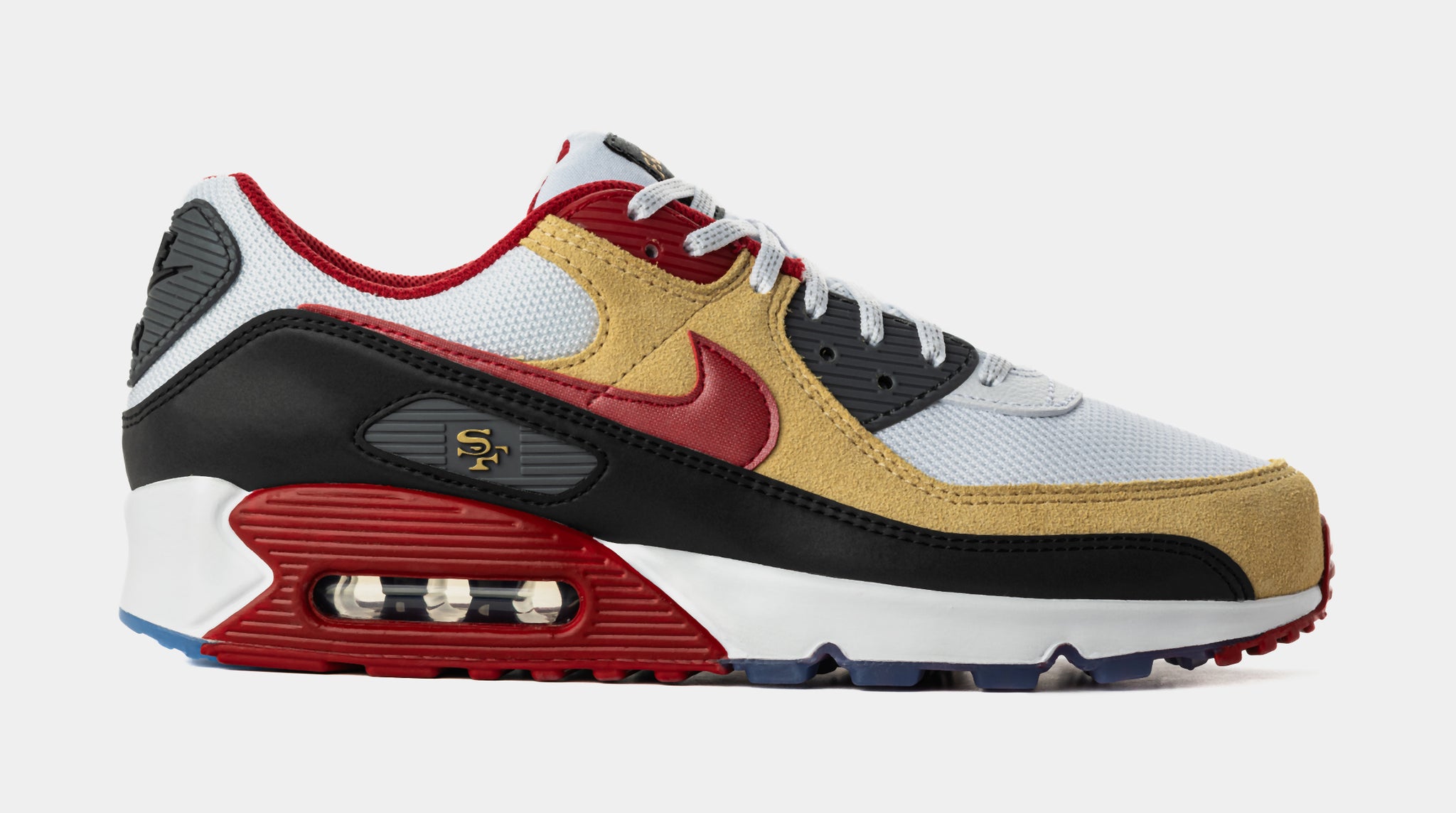 Air Max 90 San Francisco 49ers Mens Running Shoes (White/Gym Red/Black)