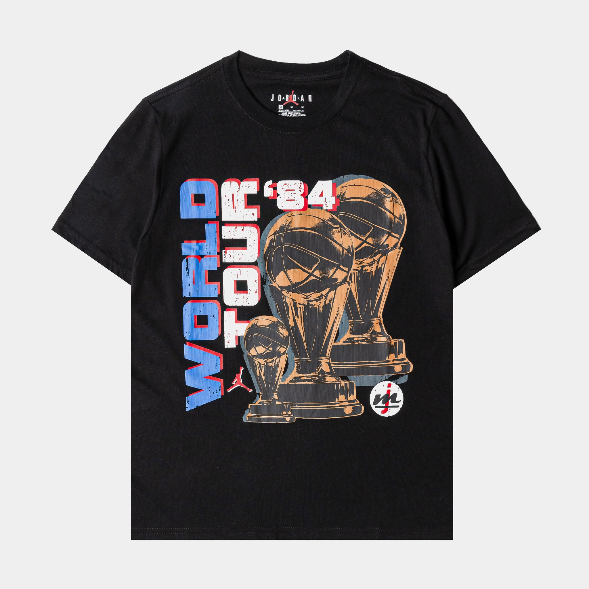 Jordan World Tour 84 Grade School Short Sleeve Shirt Black Blue
