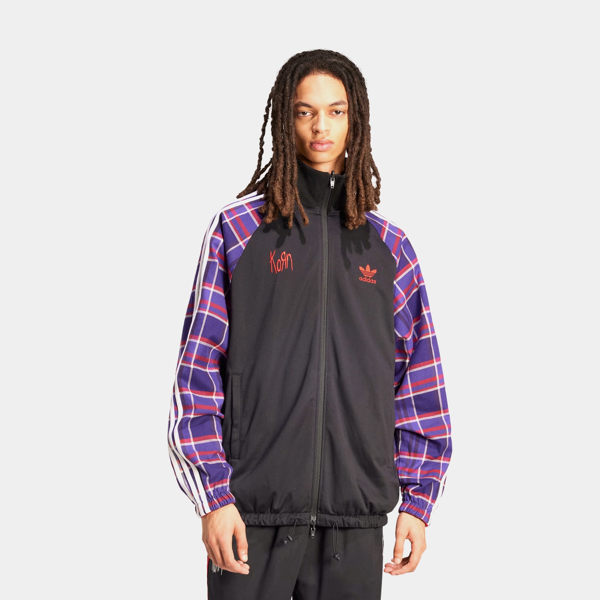 adidas Korn Reversible Zip Up Track Mens Jacket Black Red JG1341 