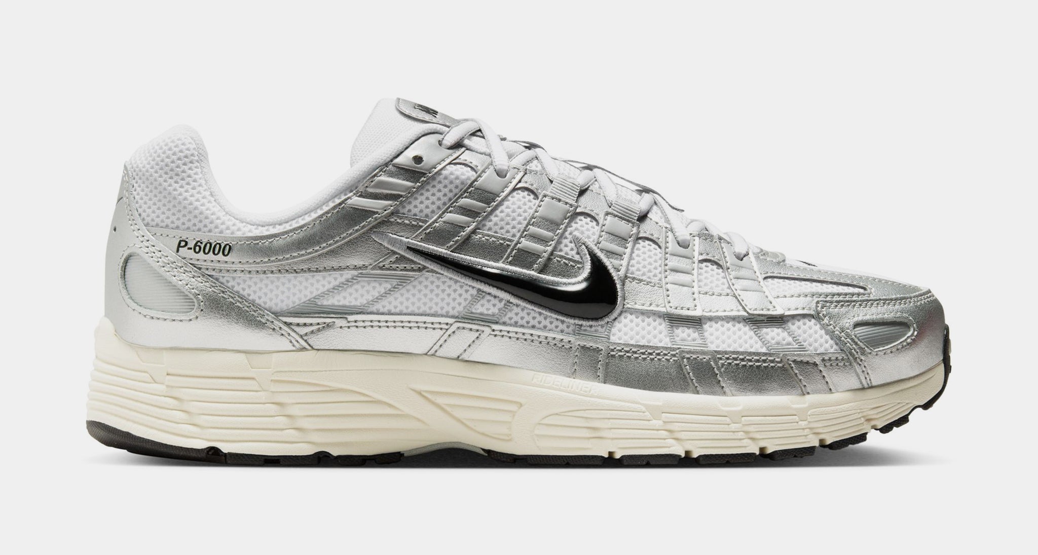 Nike P-6000 Mens Running Shoes White Metallic Silver Flat Silver