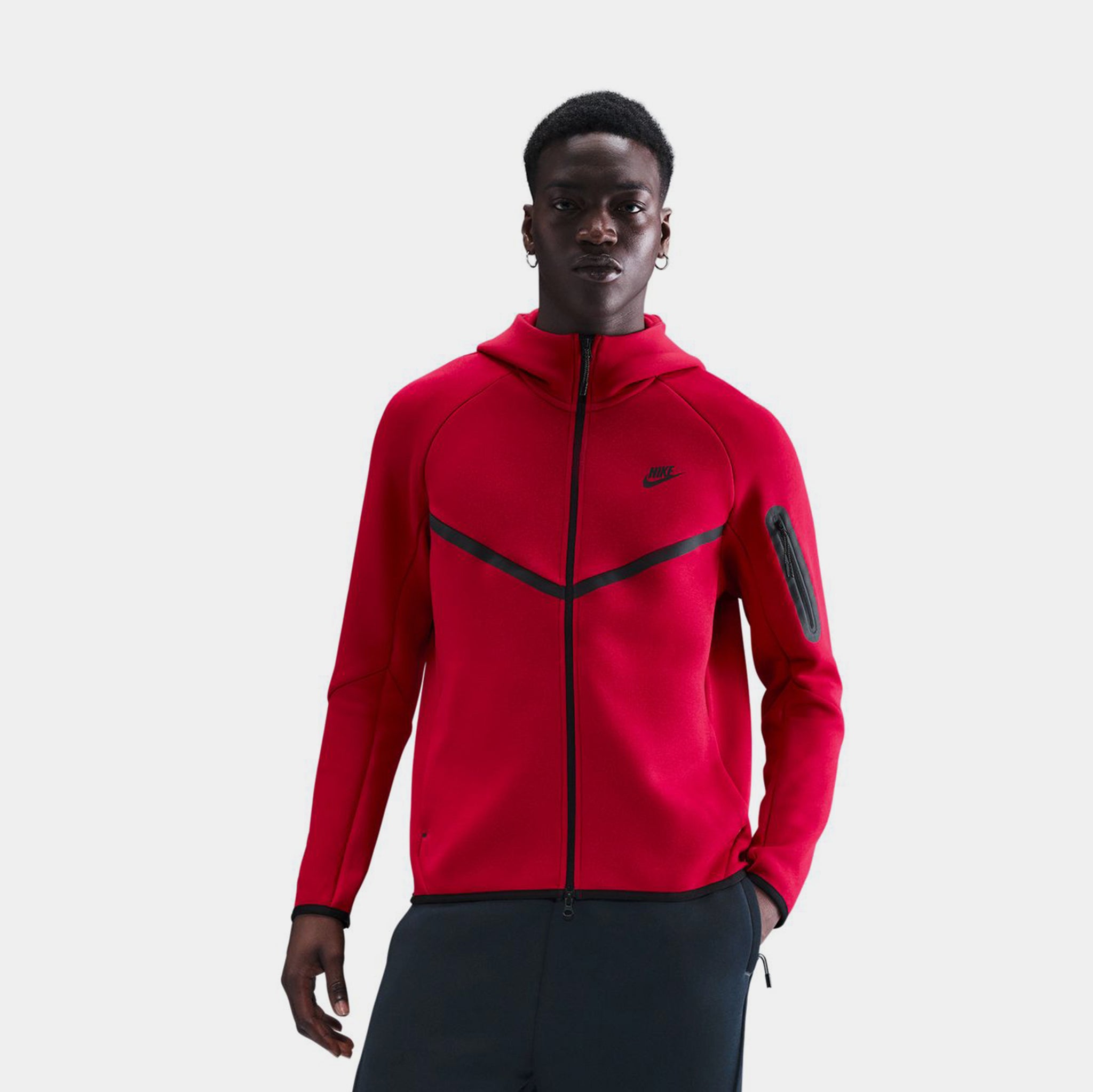 Nike Tech Fleece Windrunner Full Zip Mens Jacket Gym Red Black