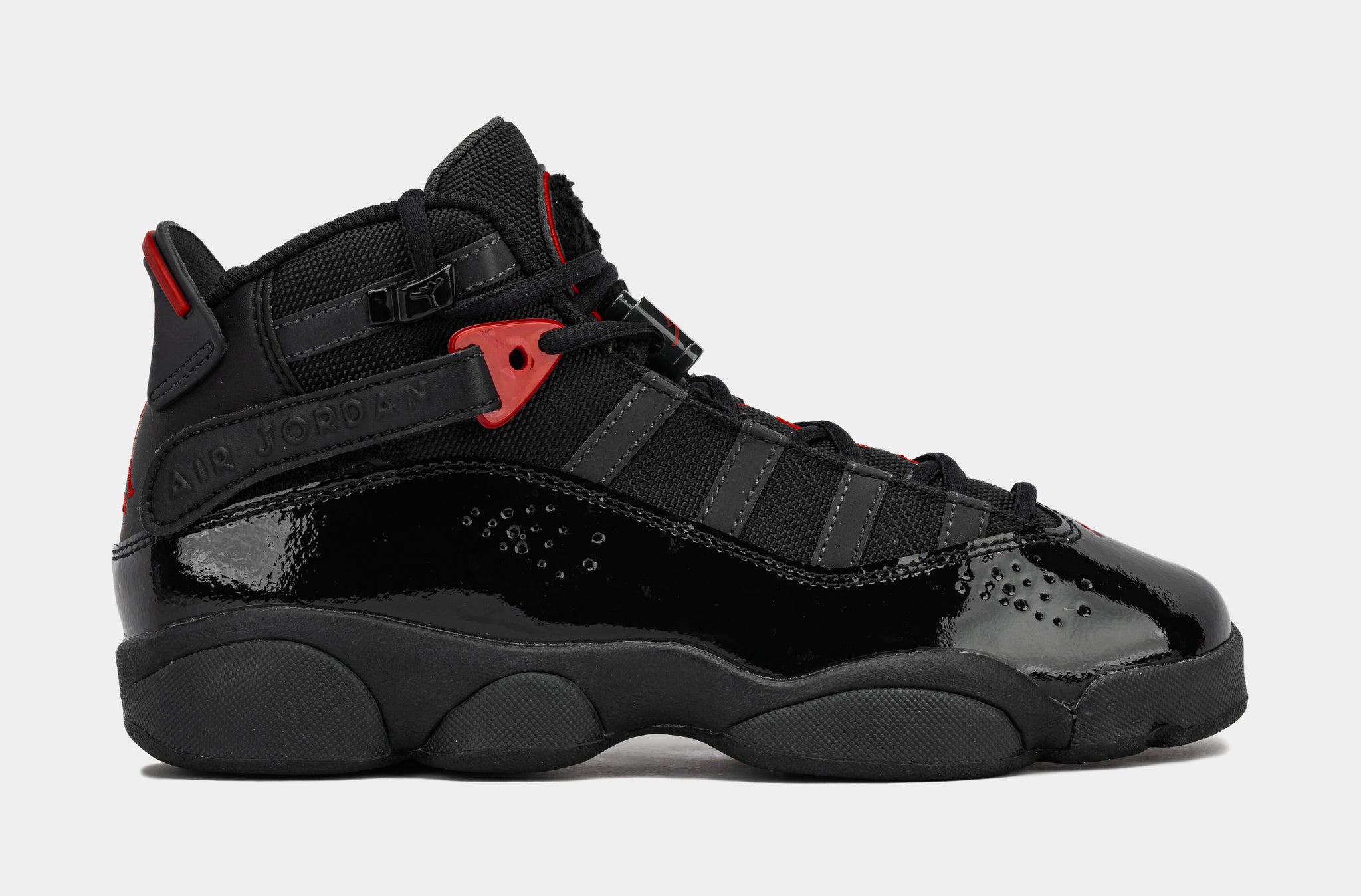 Jordan 6 Rings Grade School Basketball Shoes Black Fire Red