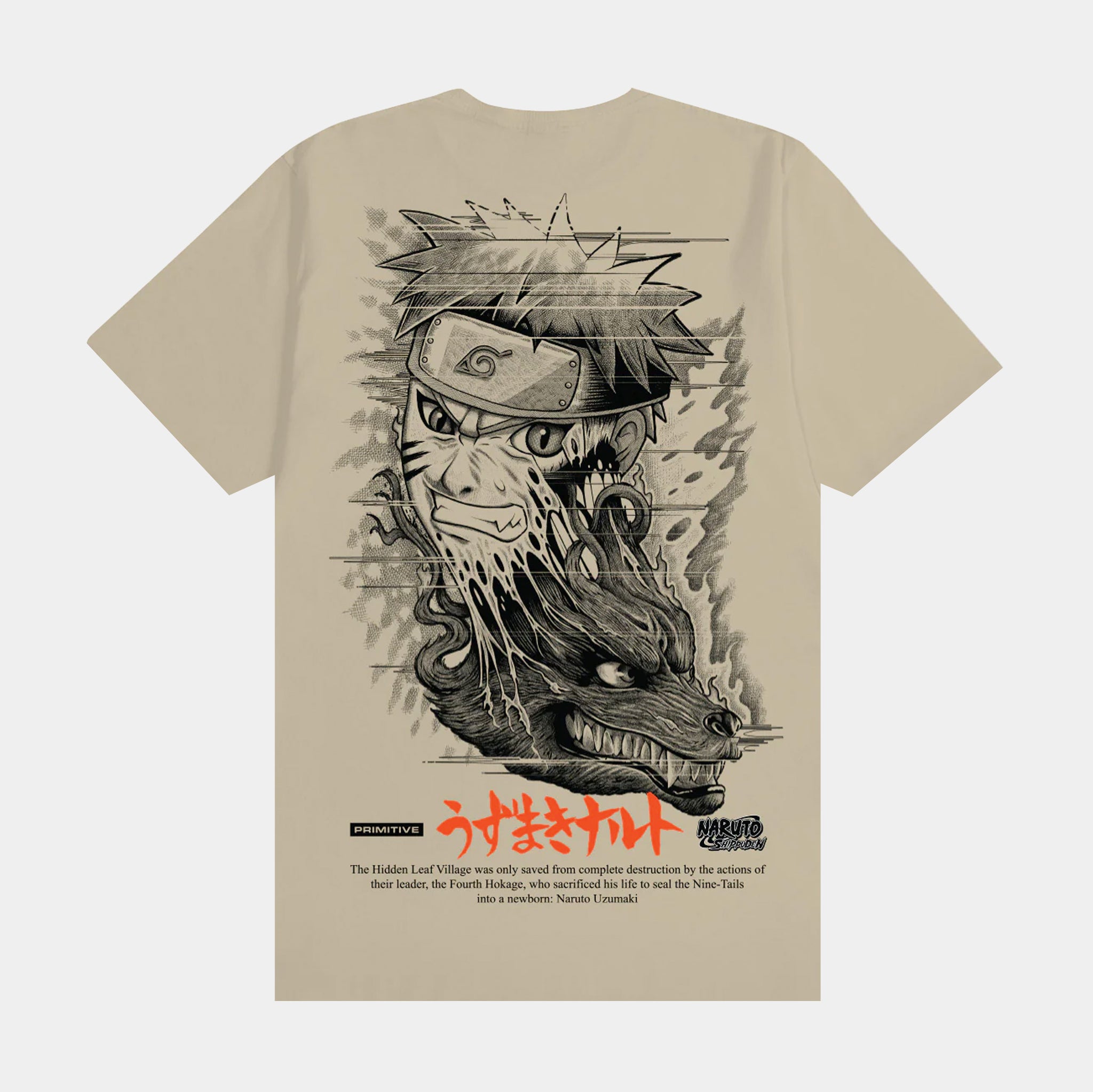 Primitive Naruto Beast Mens Short Sleeve Shirt Khaki PAPFA2476-KHA