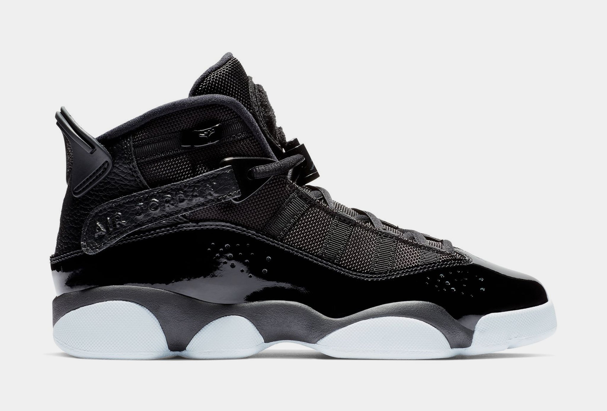 Jordan 6 Rings Grade School Basketball Shoes Black White Black