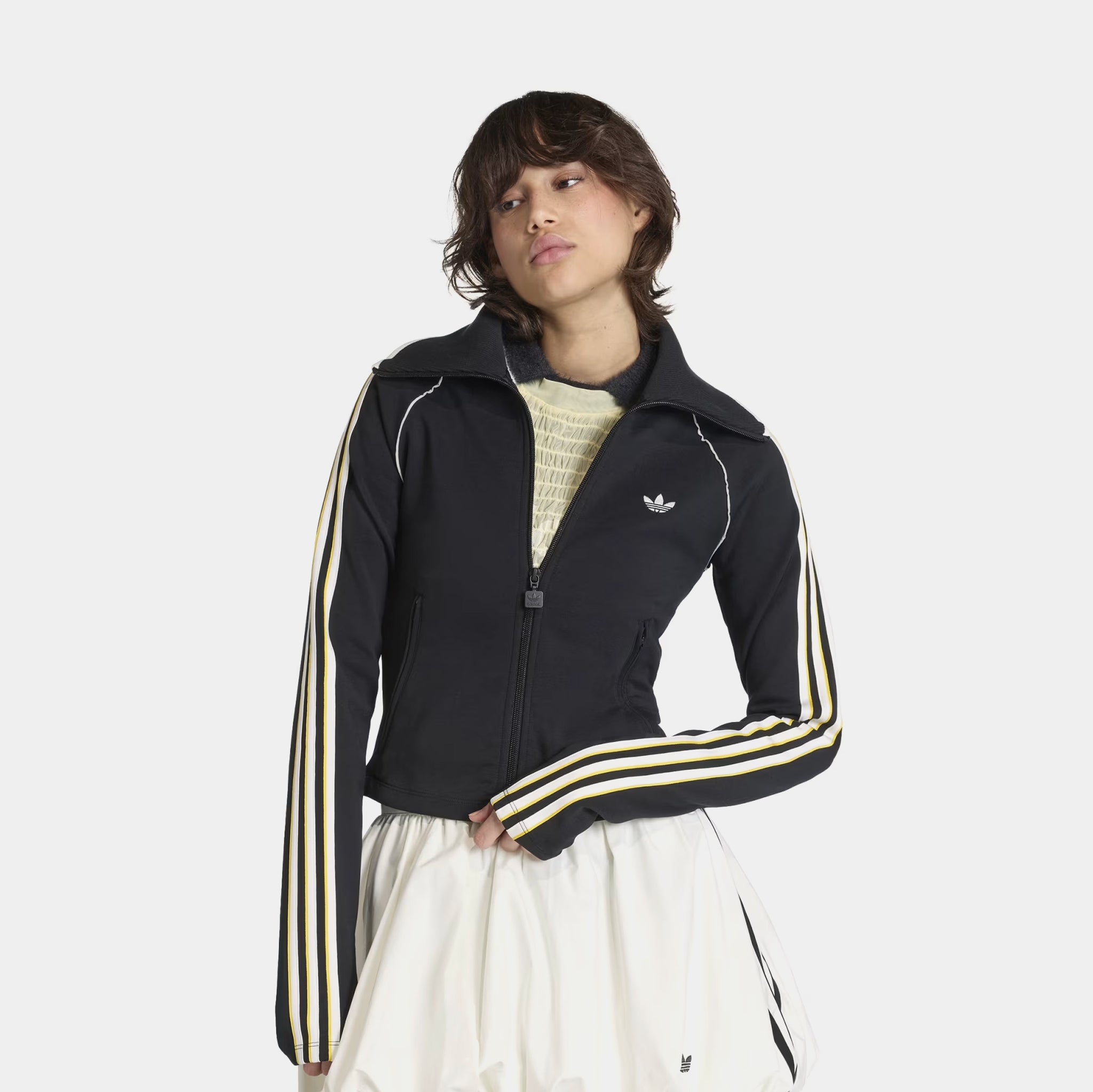 adidas Slim Fitted Firebird Track Womens Long Sleeve Shirt Black 
