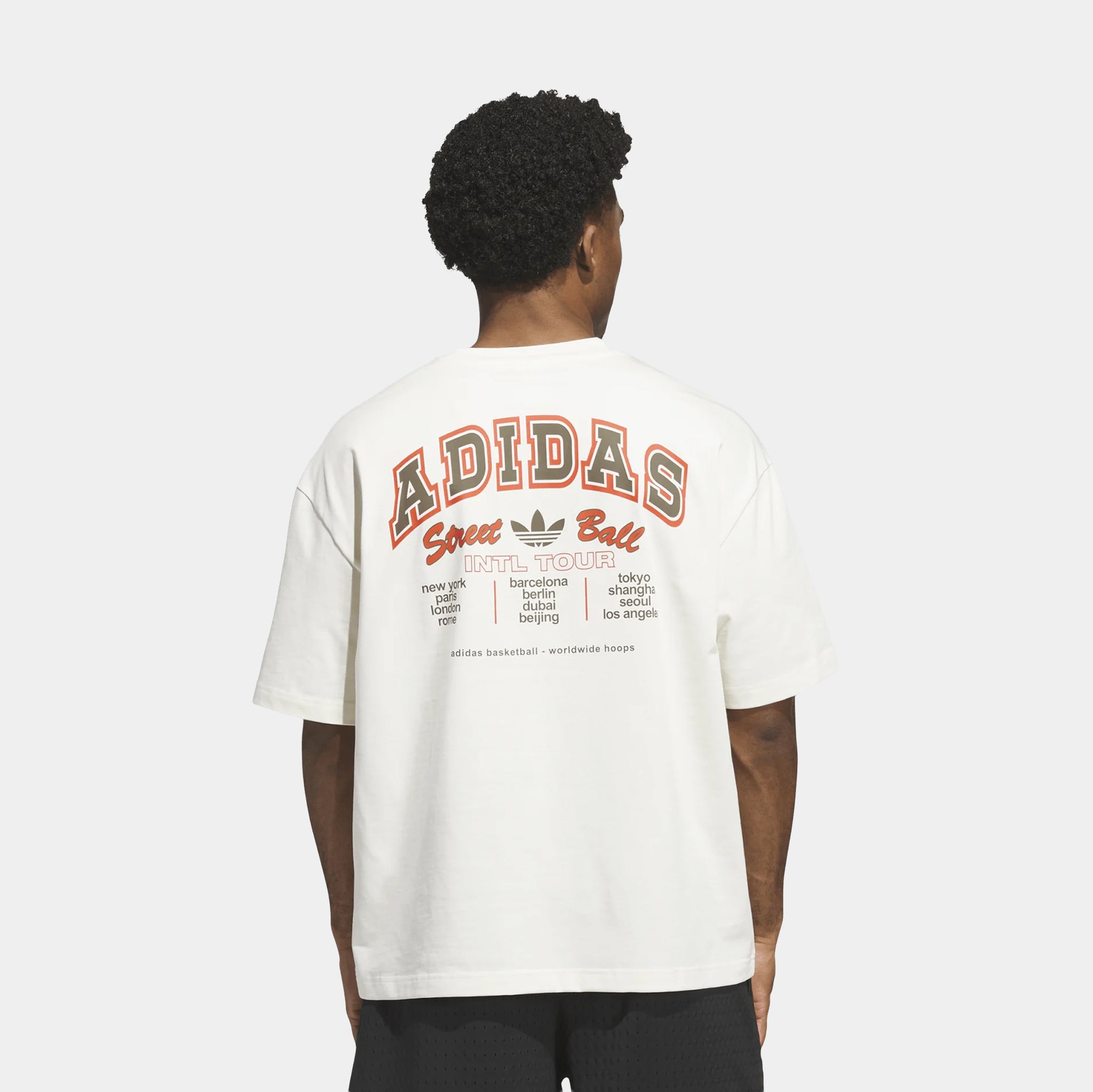 adidas Originals World Tour Graphic Mens Short Sleeve Shirt Cream