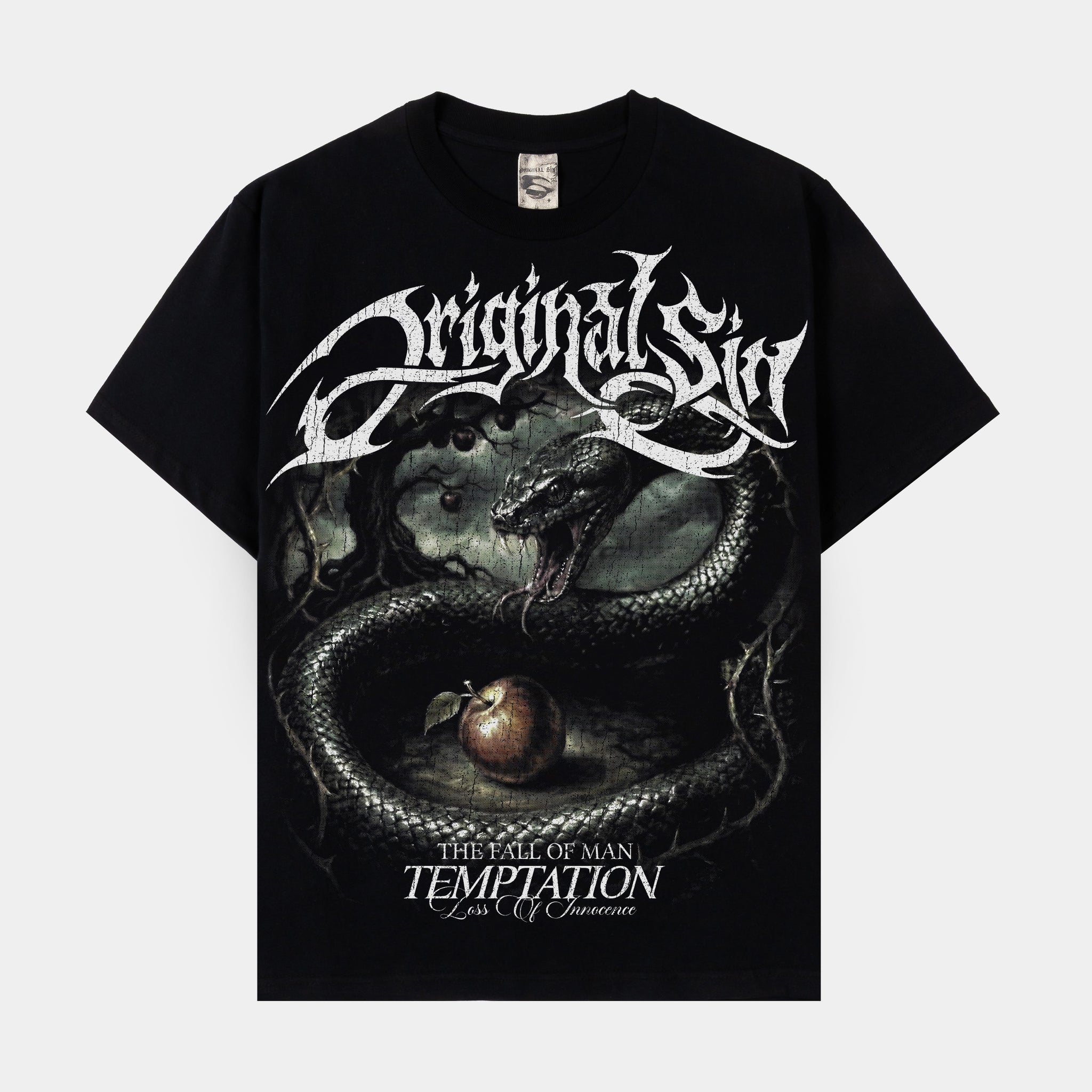 Original Sin Temptation Mens Short Sleeve Shirt Black White