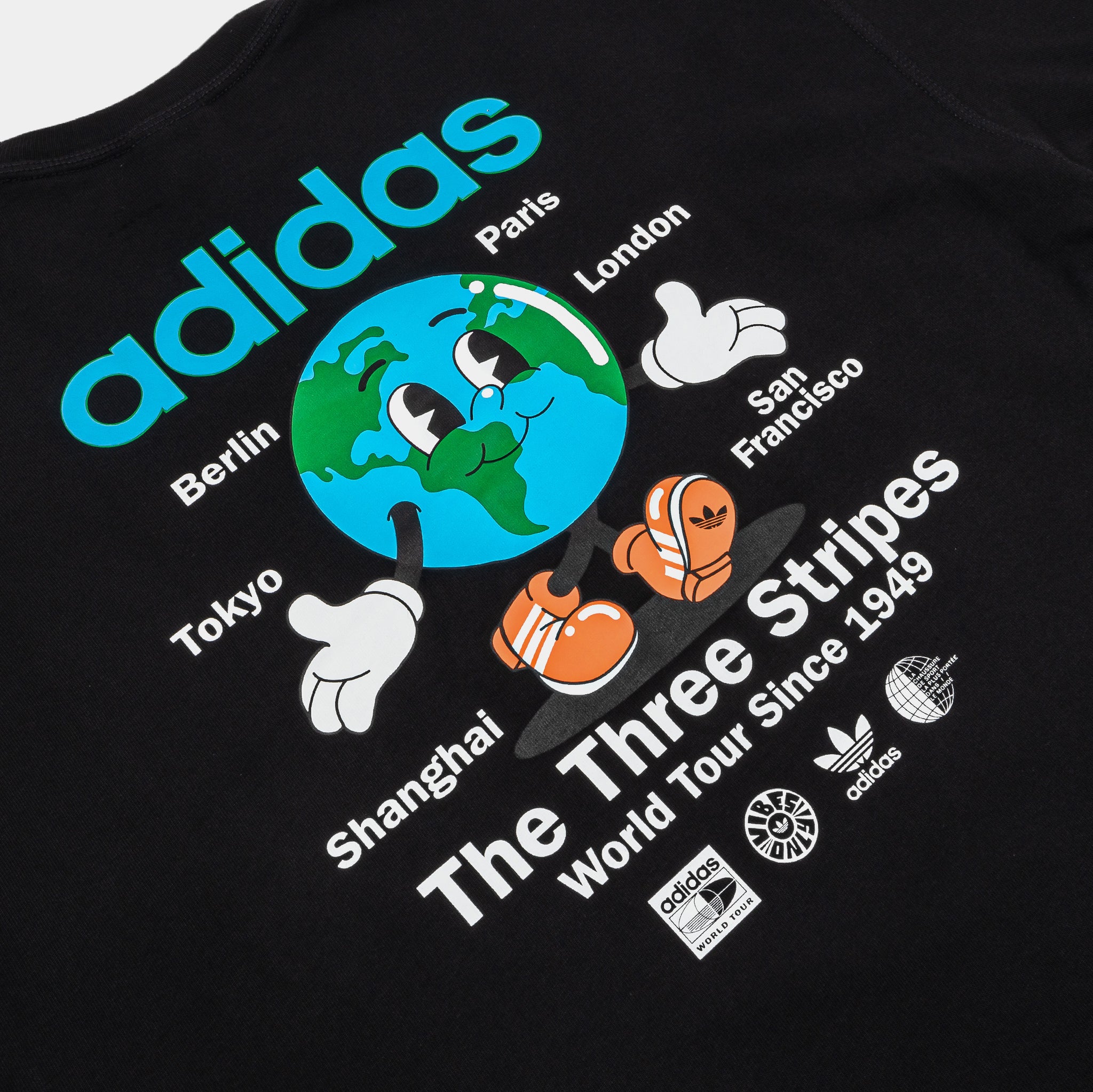 adidas Originals World Tour Mens Short Sleeve Shirt Black Blue
