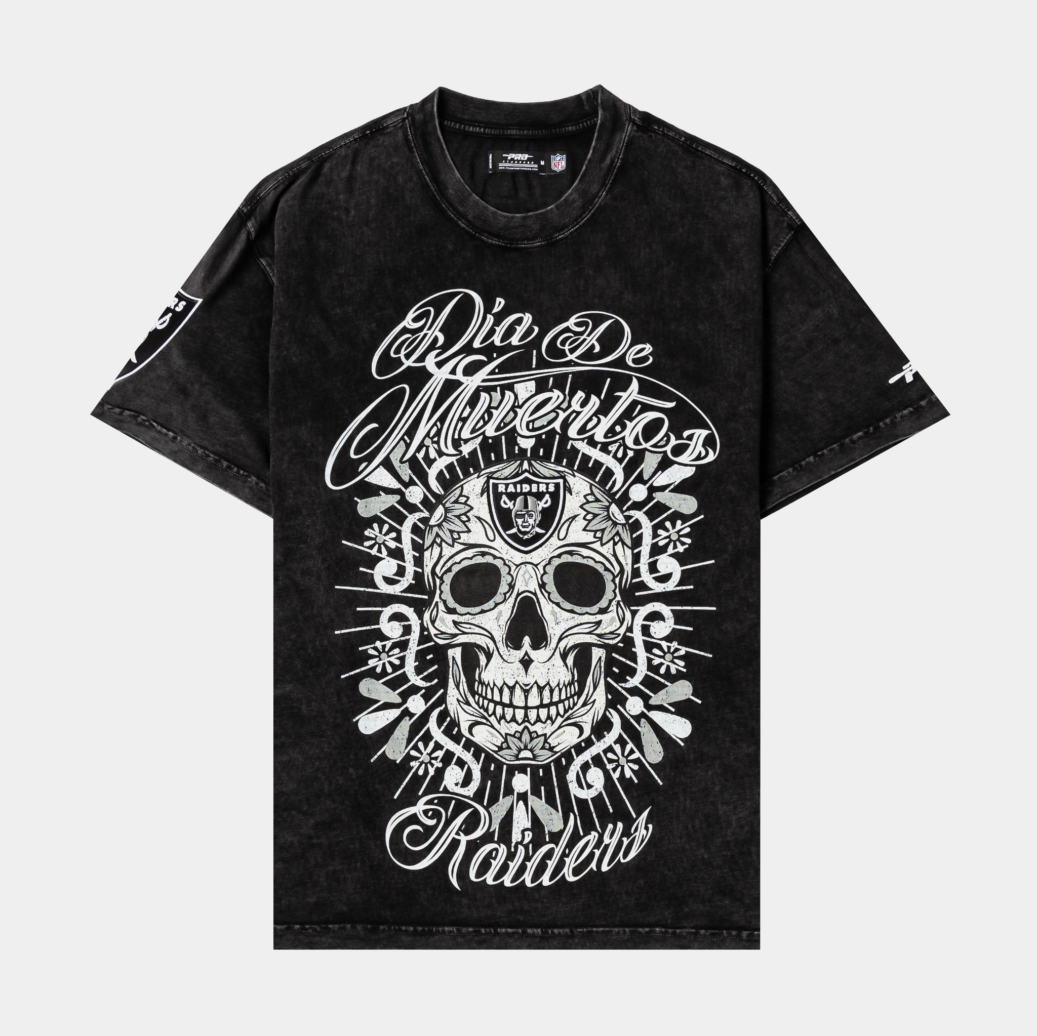 las vegas raiders gear PRO STANDARD Men Las Vegas Raiders Dia de Muertos T-Shirt Washed Black T-shirts M Washed Black