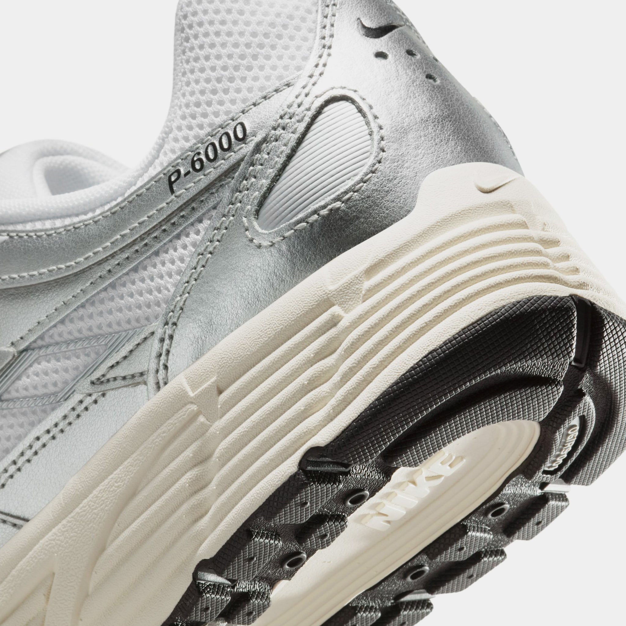 Nike P-6000 Mens Running Shoes White Metallic Silver Flat Silver