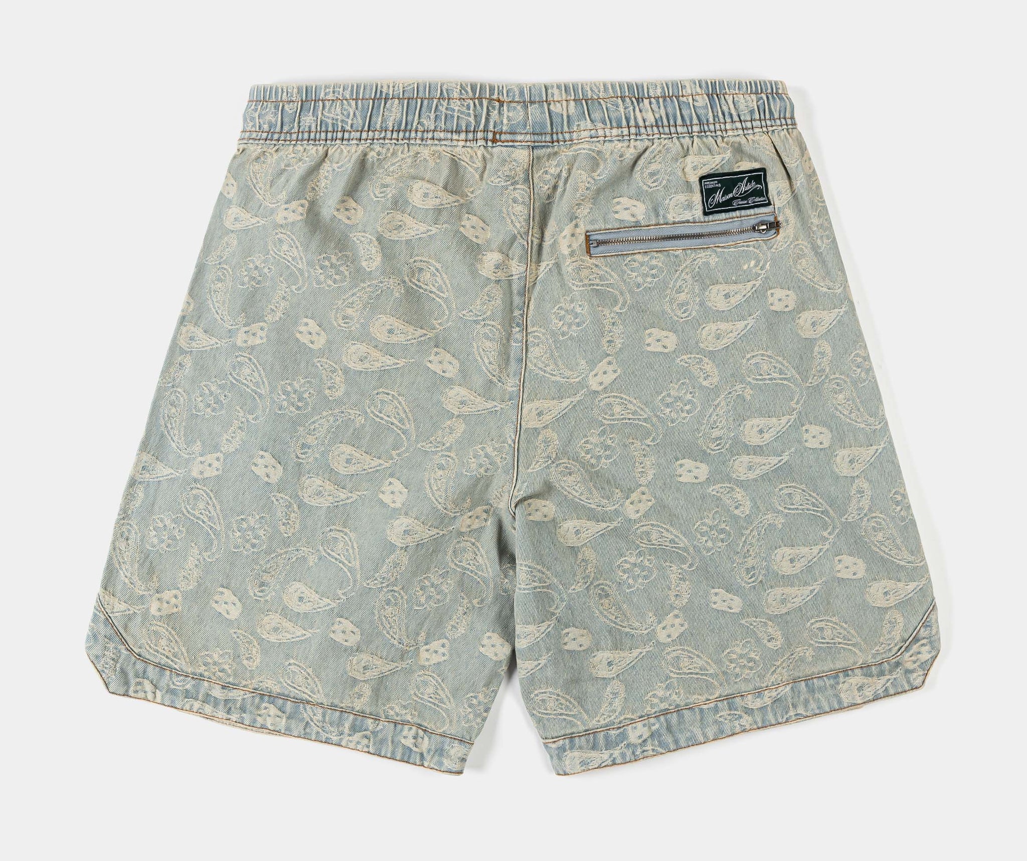 Maison Article Paisley Denim Mens Shorts Blue White MADS208 – Shoe