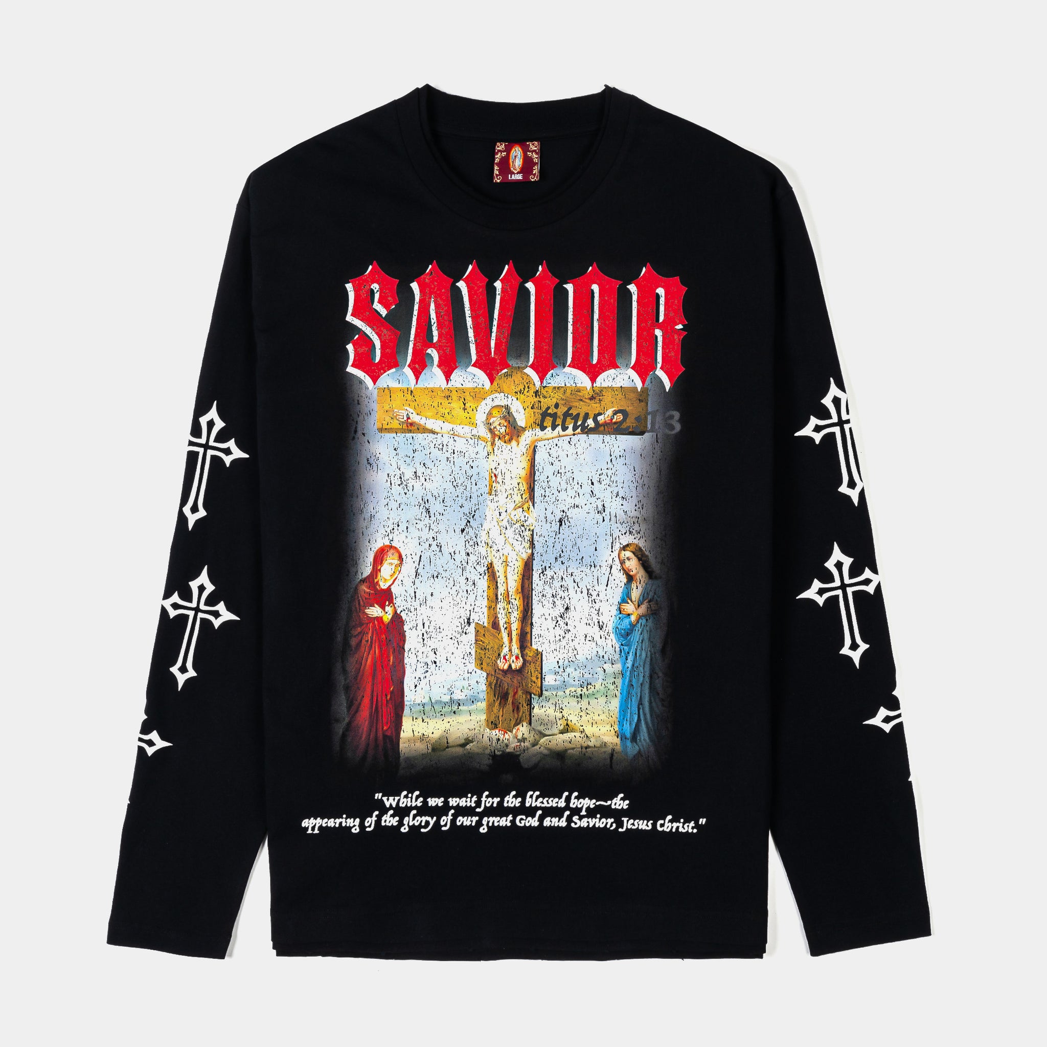 CTHDRL Savior Long Sleeve Mens Shirt Black Red MRLS01 – Shoe Palace