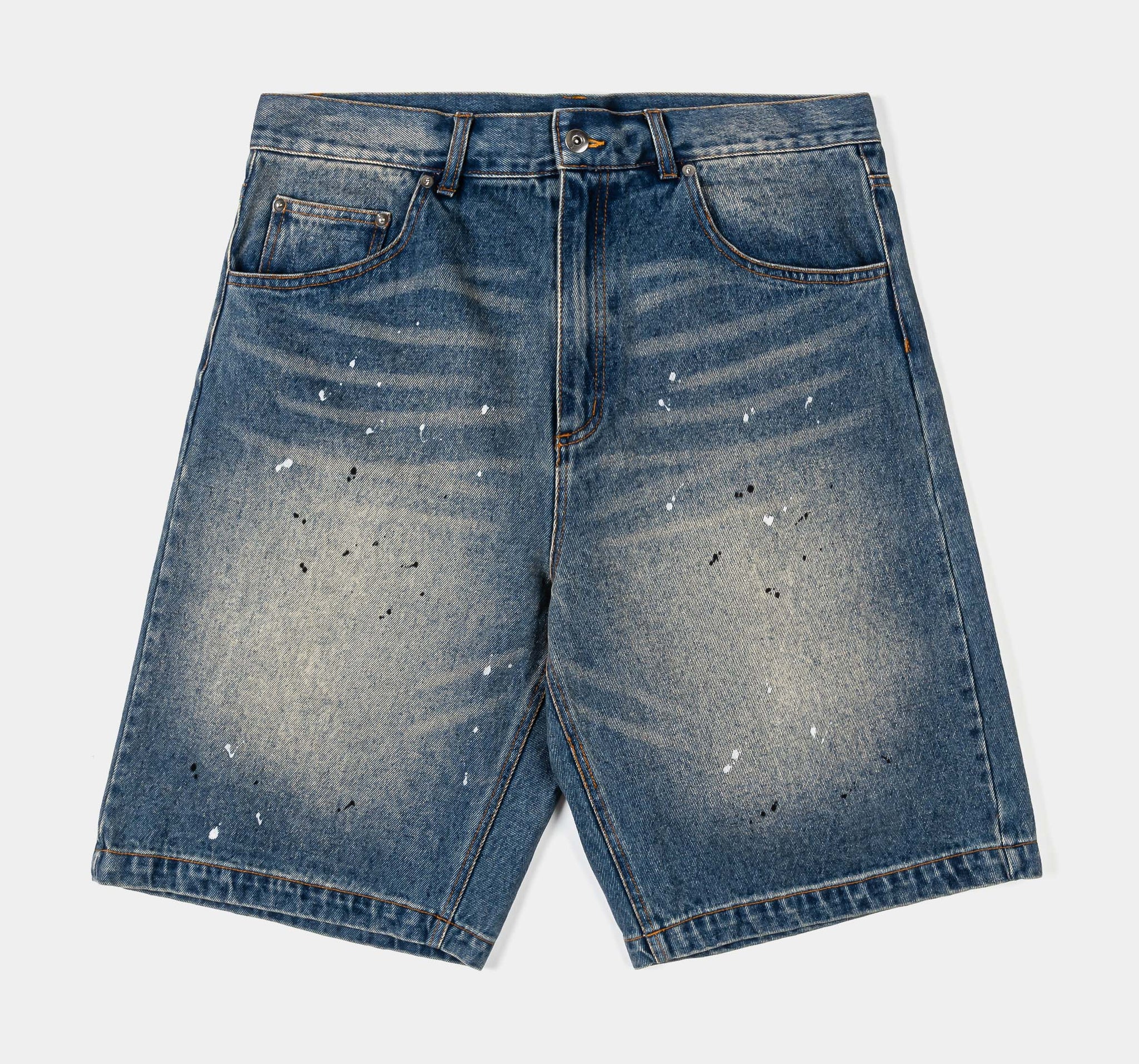 Maison Article Paint Denim Washed Mens Shorts Blue MADS202 – Shoe