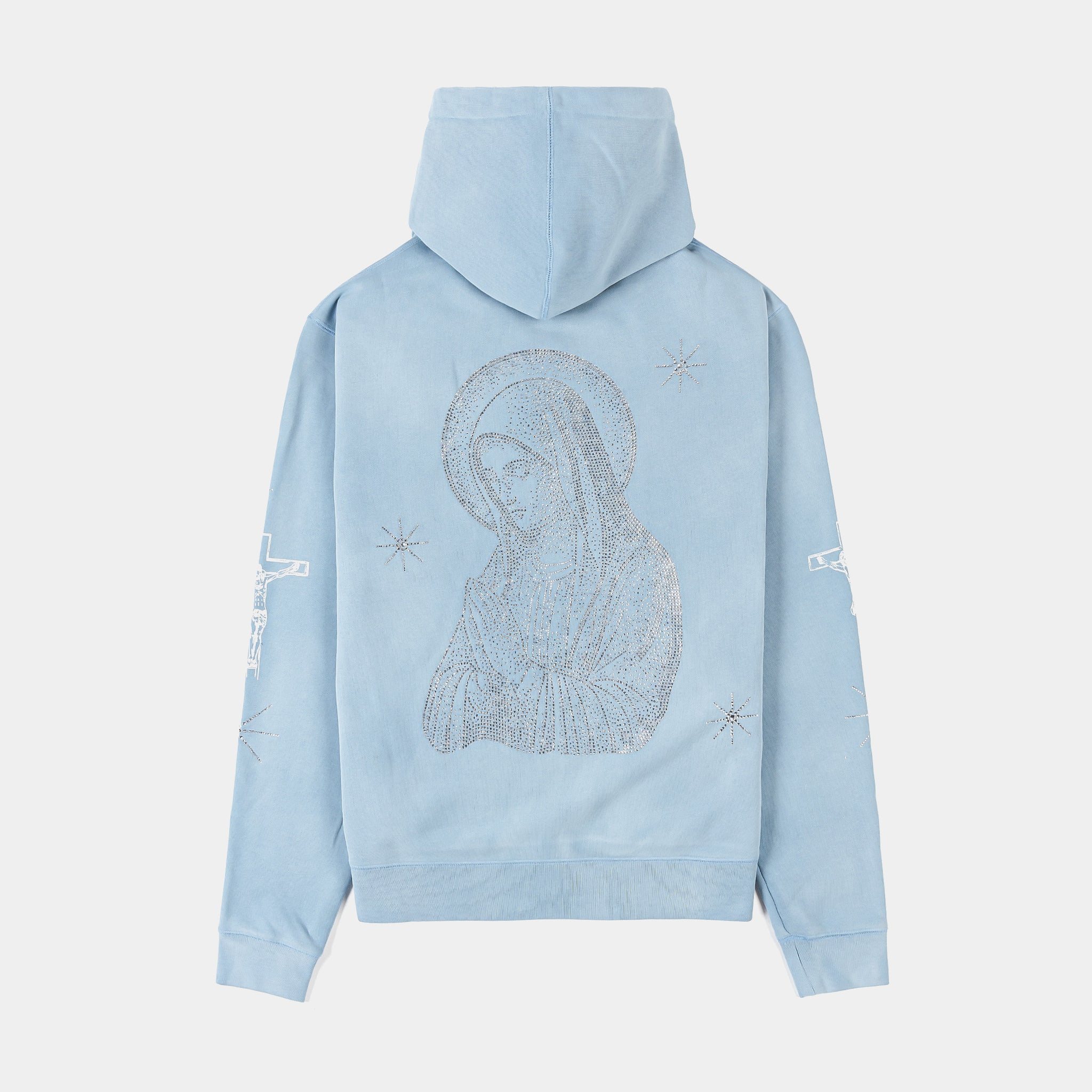 Original Sin Mary Prayer Rhinestone Pullover Fleece Mens Hoodie