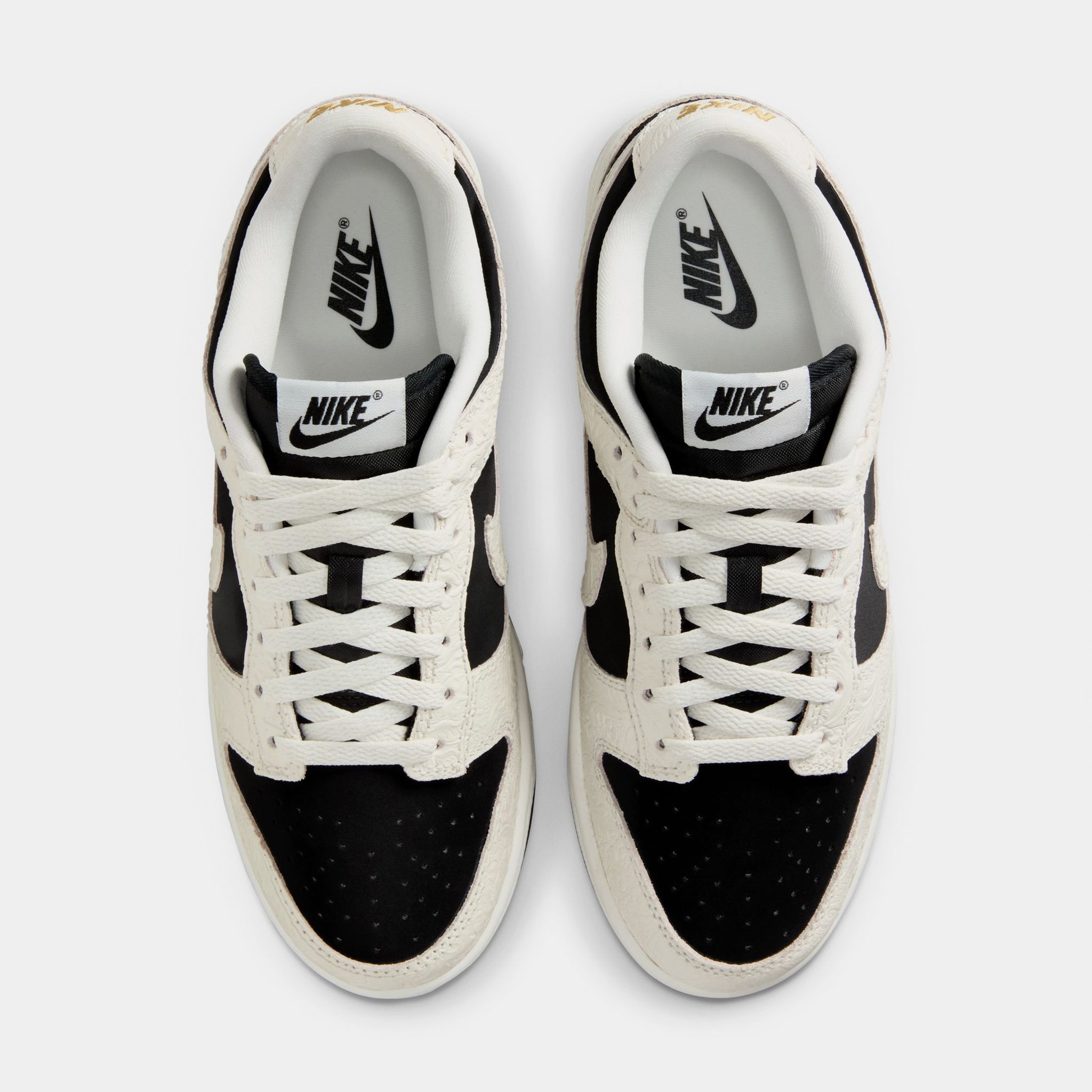 Nike Dunk Low Embossed Womens Lifestyle Shoes Black Sail Metallic Gold ...