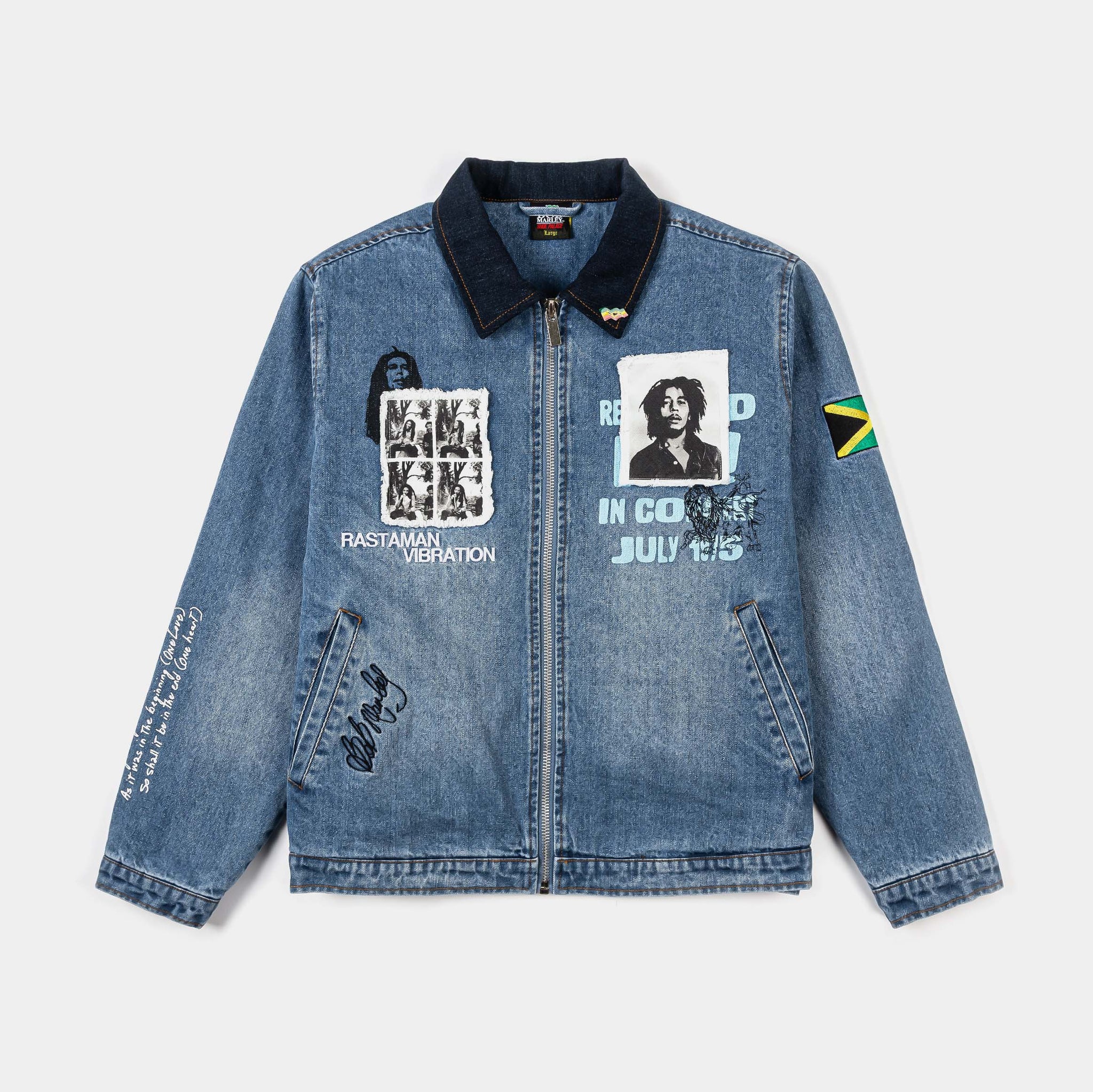 Shoe Palace SP x Bob Marley Work Washed Mens Jacket Blue Yellow 