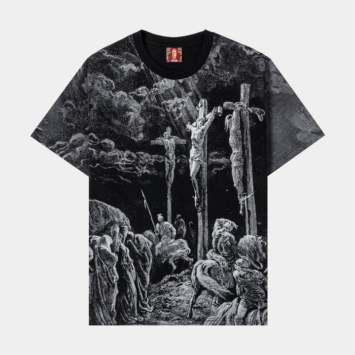 CTHDRL Jesus Is King Mens Short Sleeve Shirt Black Red MRSS201
