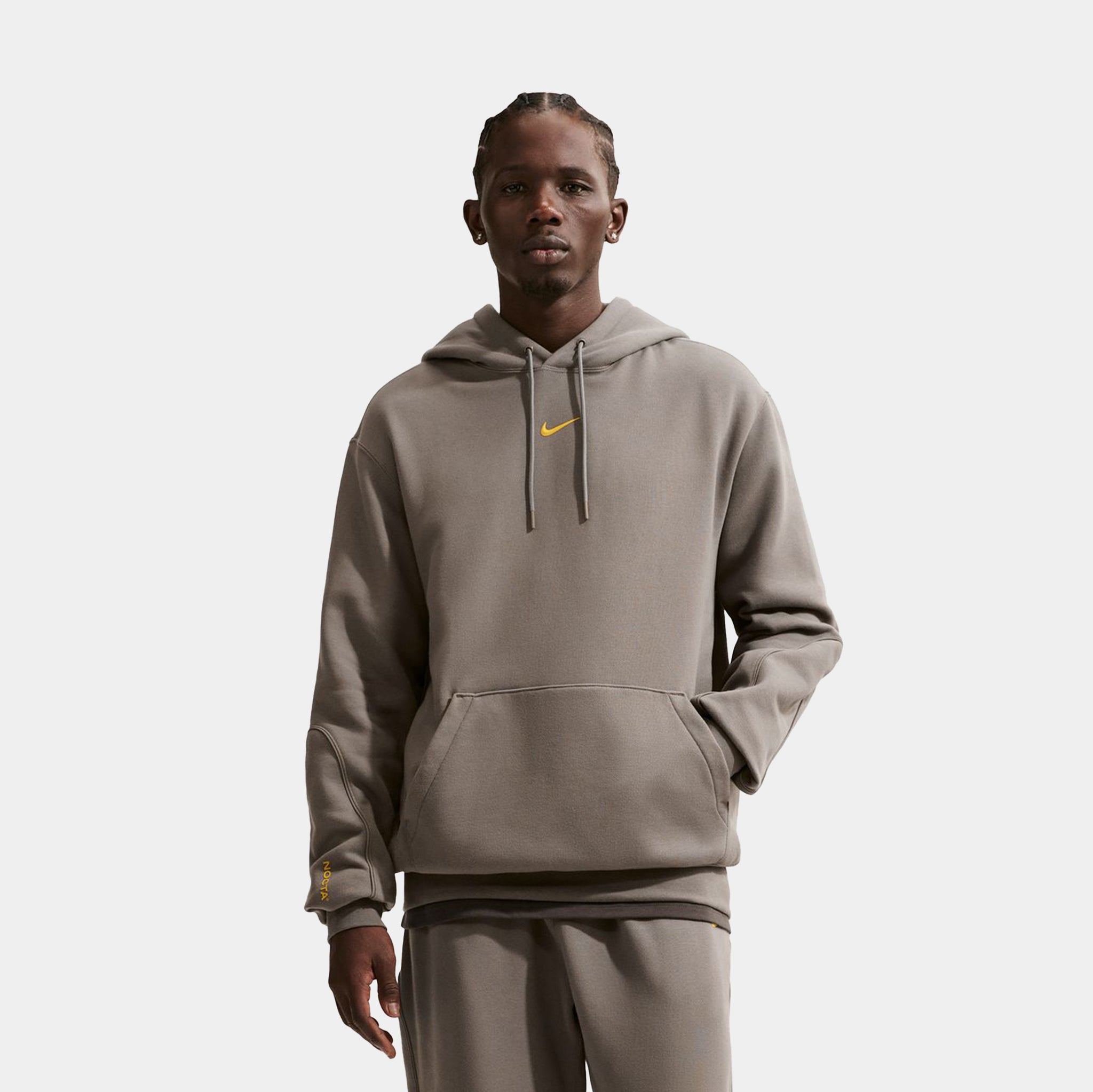 Nike NOCTA Fleece CS Pullover Mens Hoodie Olive Grey HM5762-040