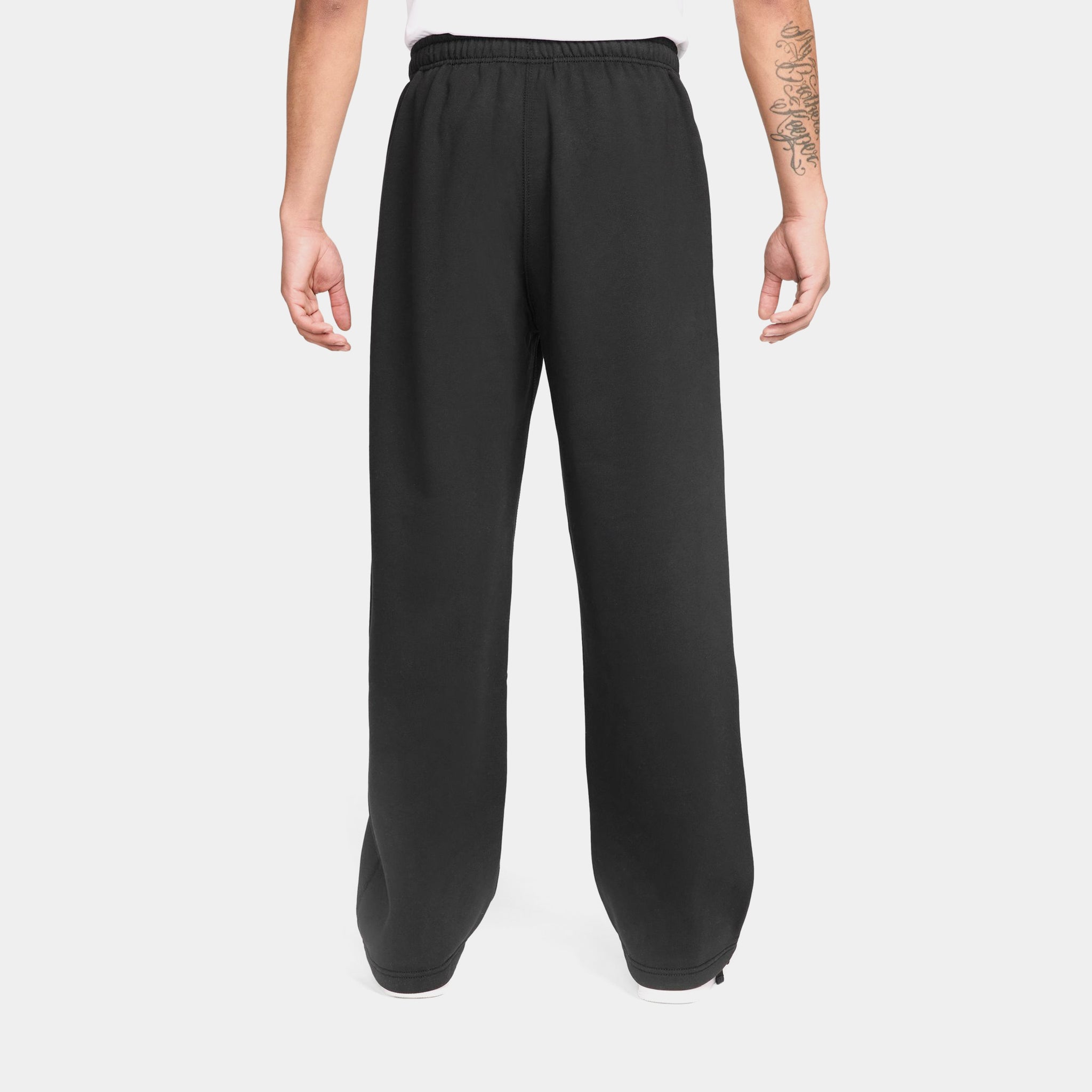 Nike Solo Swoosh Fleece Open Hem Mens Pants Black Black White