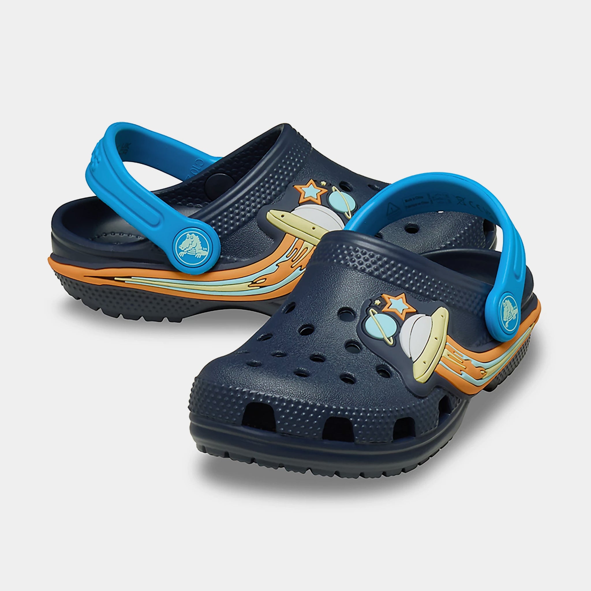CROCS Kids Water Shoes in Blue and Orange Swirl Crocs Kids Classic Lined Clog Blue Bolt/Multi – Awesome Shoes main image 2