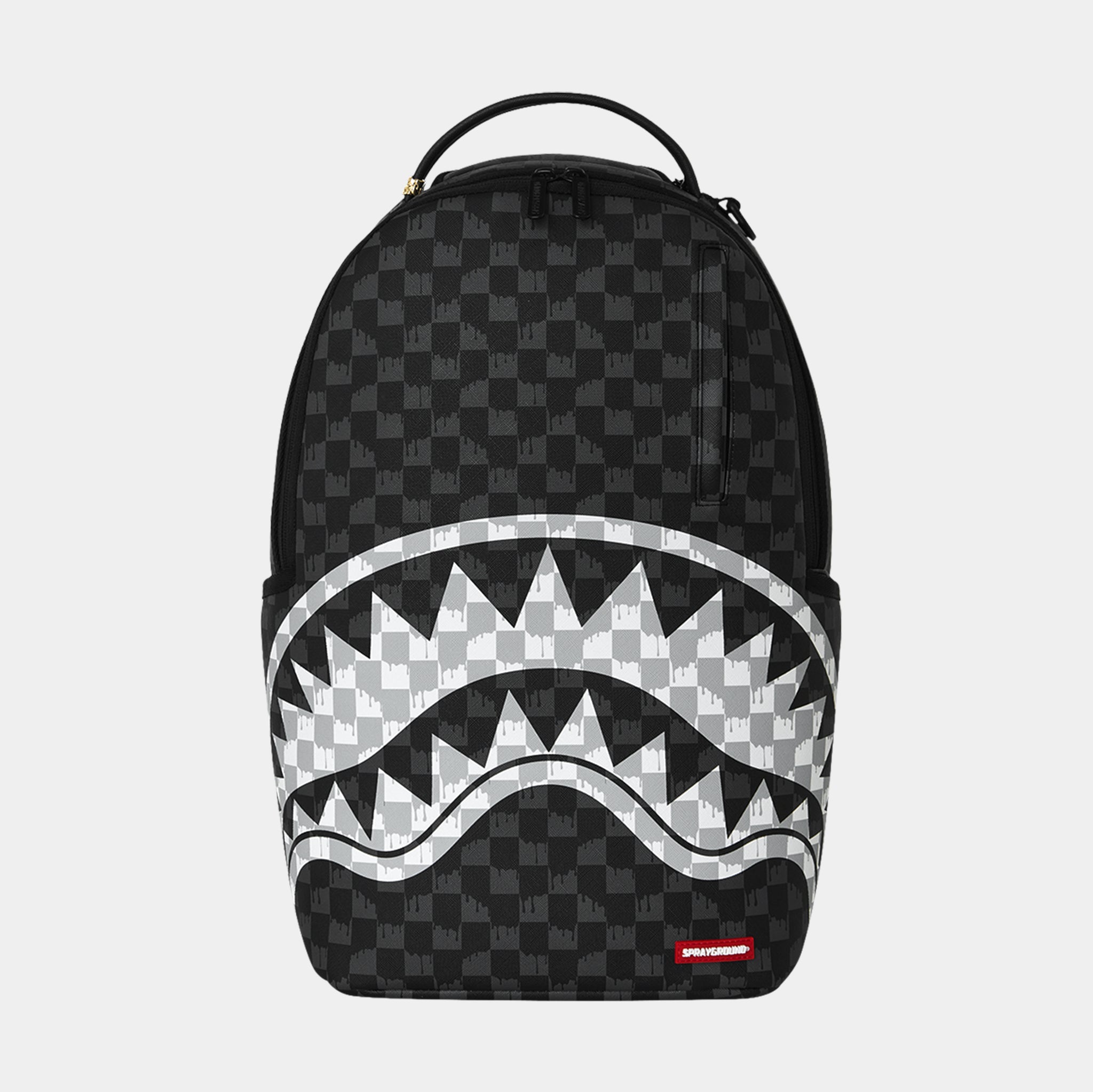 Sprayground Drip Check Shark Mens Backpack Black White 910B8553NSZ