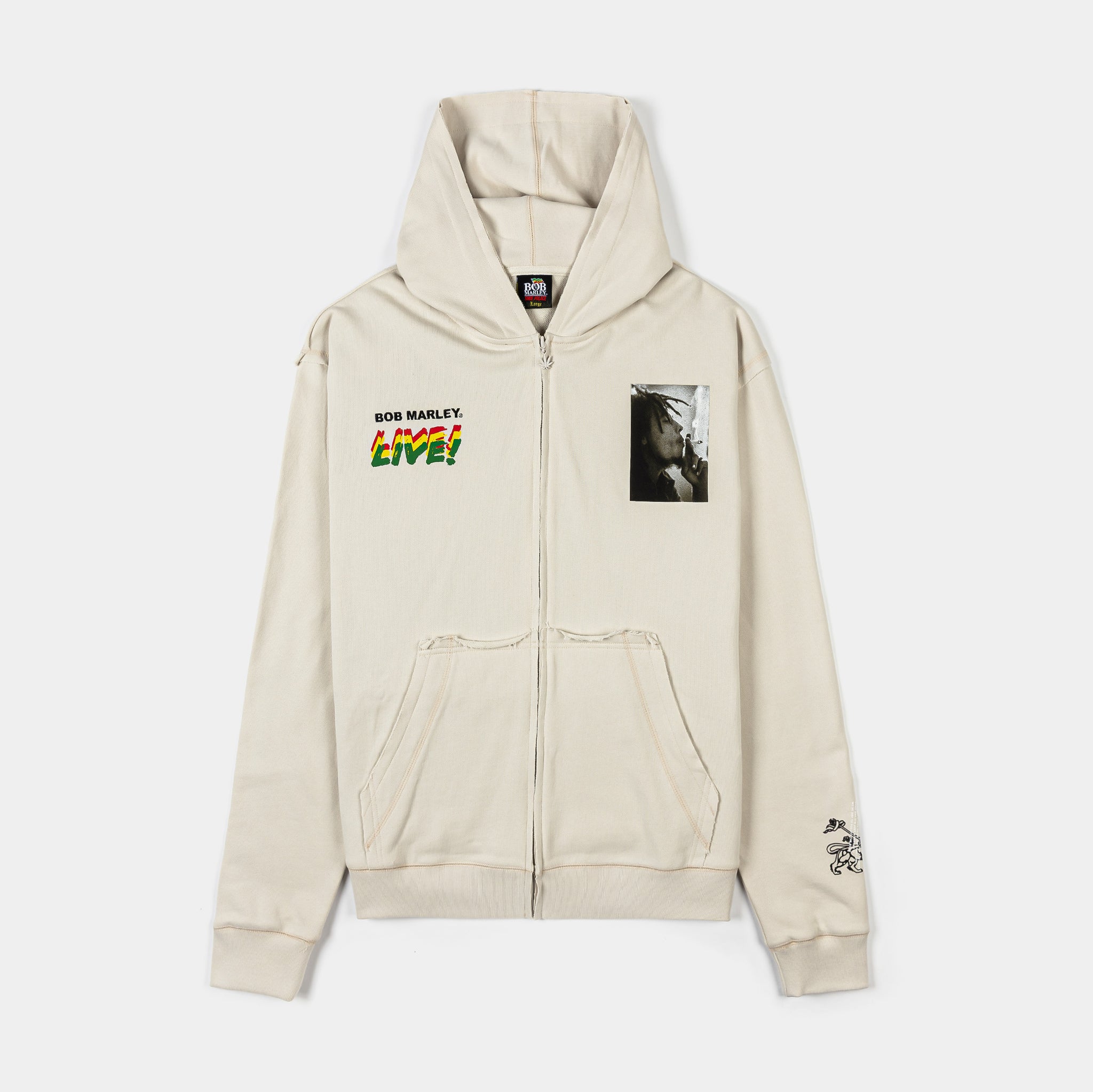 Shoe Palace SP x Bob Marley Live Zip Up Mens Hoodie Beige Black