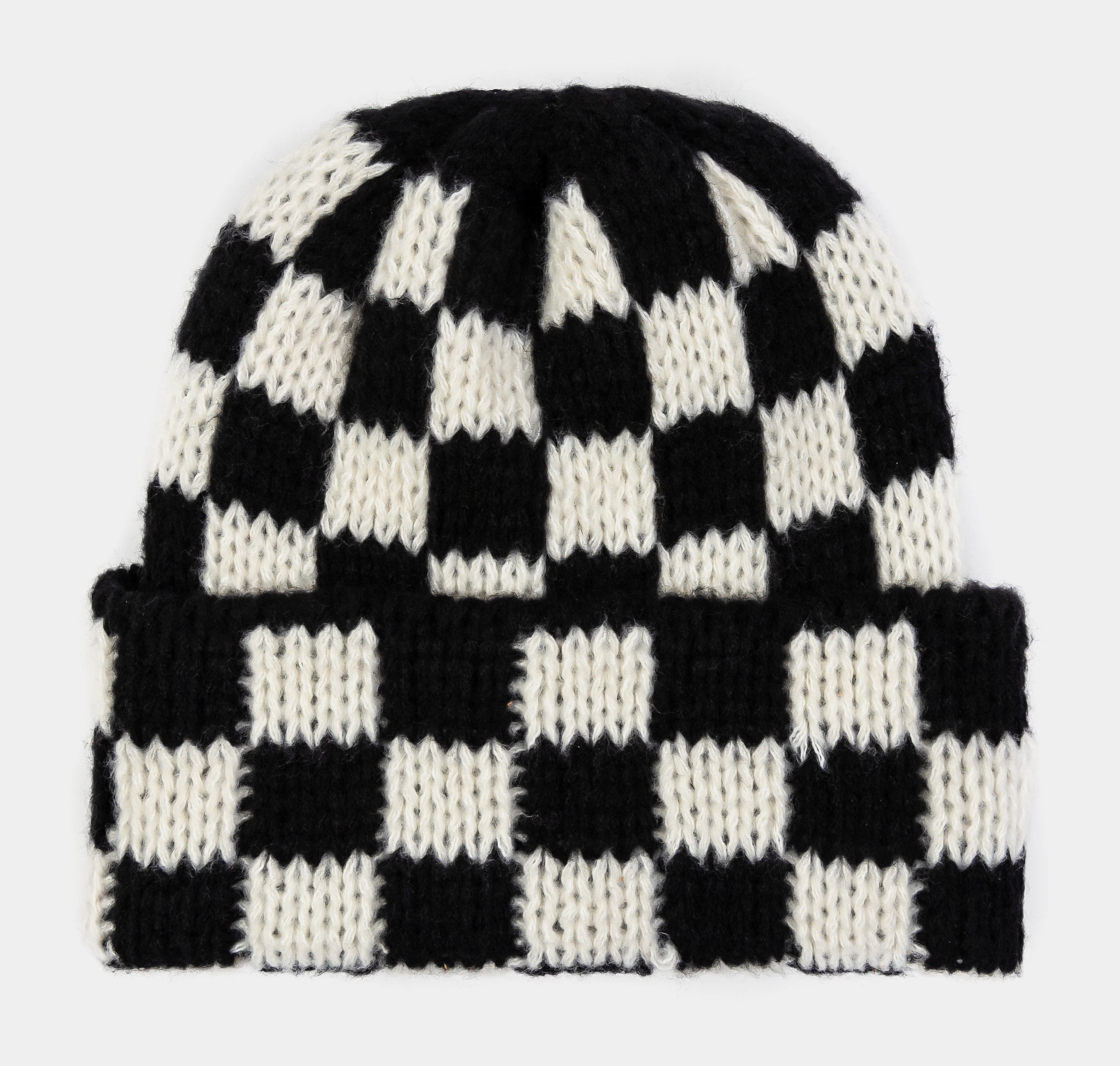 Maison Article Checkered Knit Beanie Mens Hat Black White  display picture 1