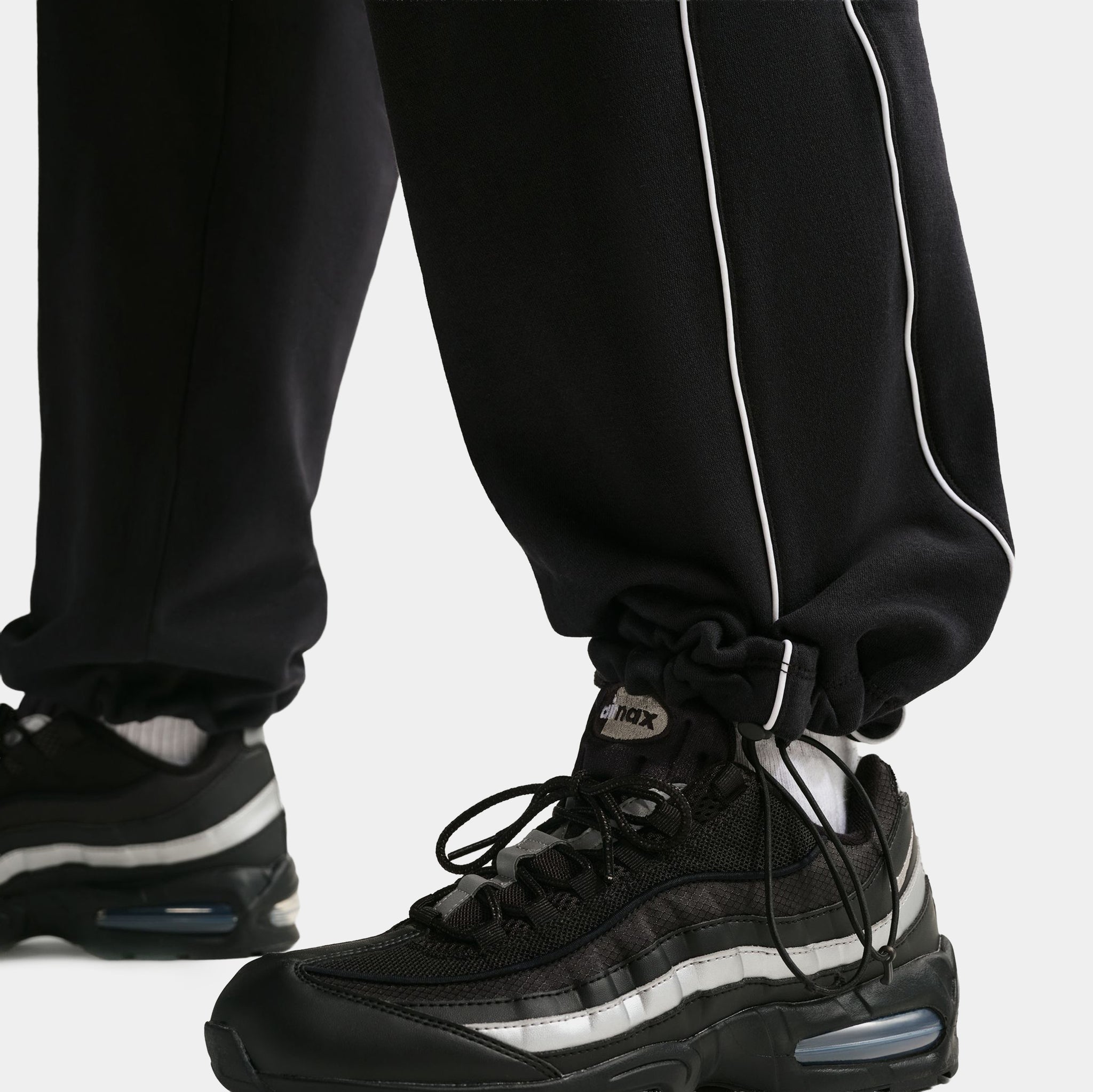 Nike Air Open Hem Fleece Mens Pants Black White IF1284-010 – Shoe