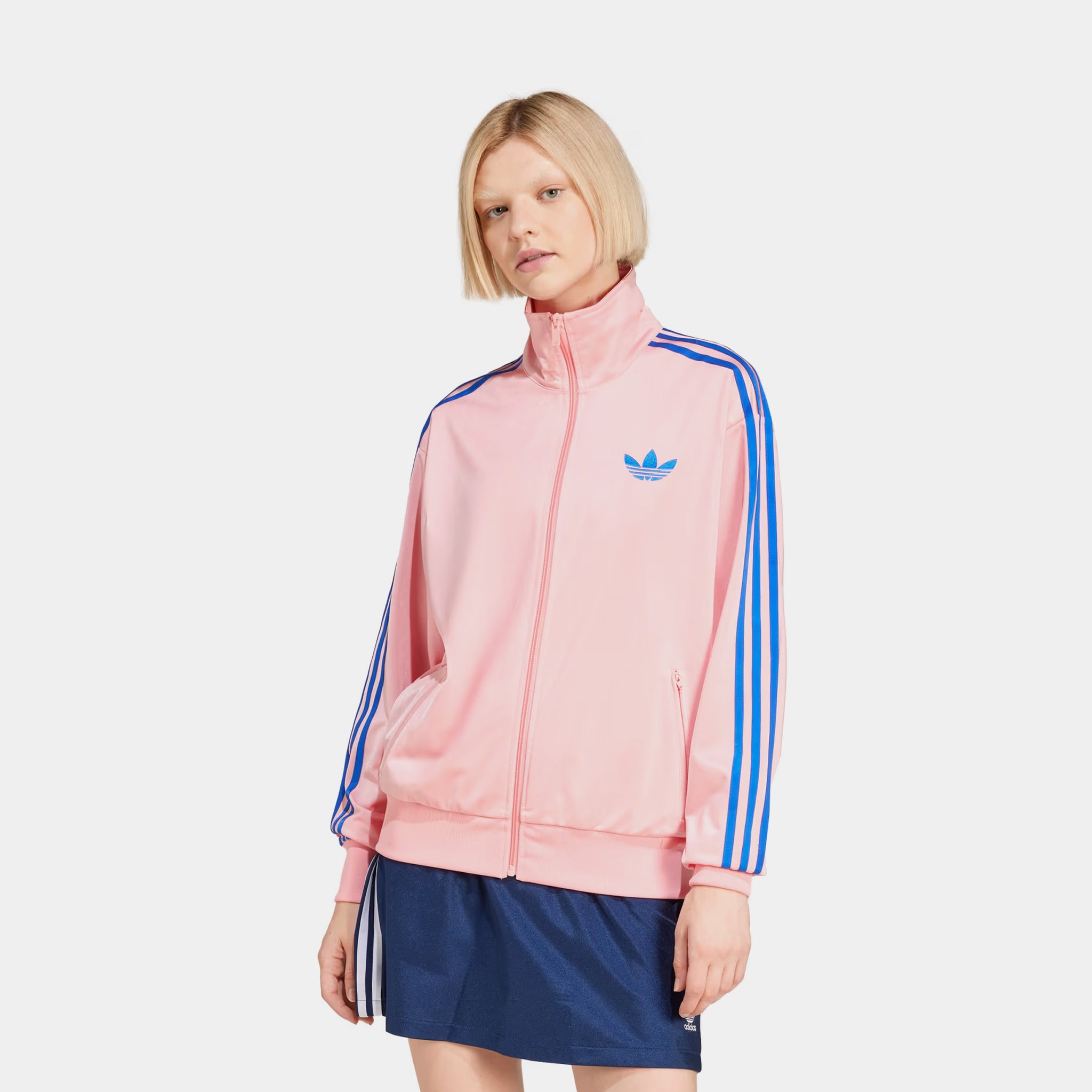 adidas Adicolor Woven Firebird Womens Track Jacket Pink Blue