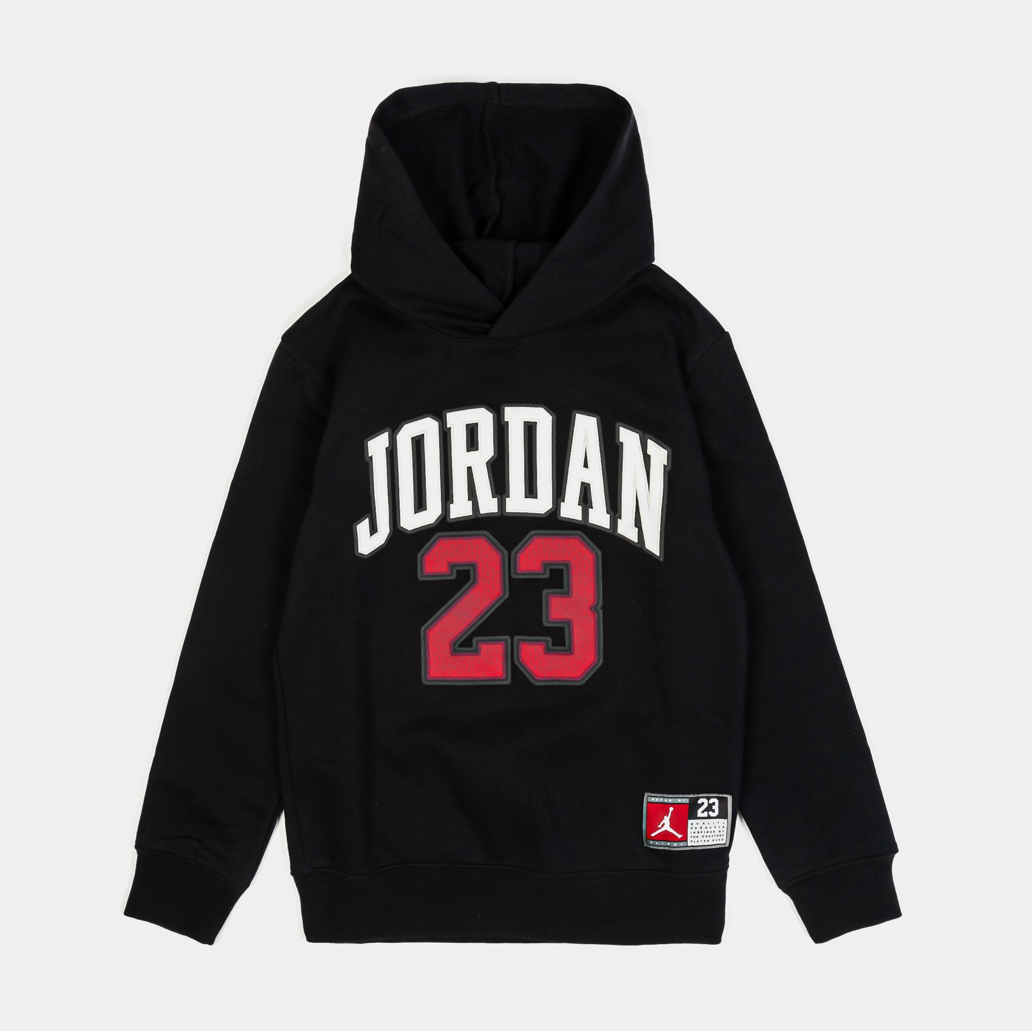Jordan Jersey 23 Pullover Grade School Hoodie Black Red 95C479-023