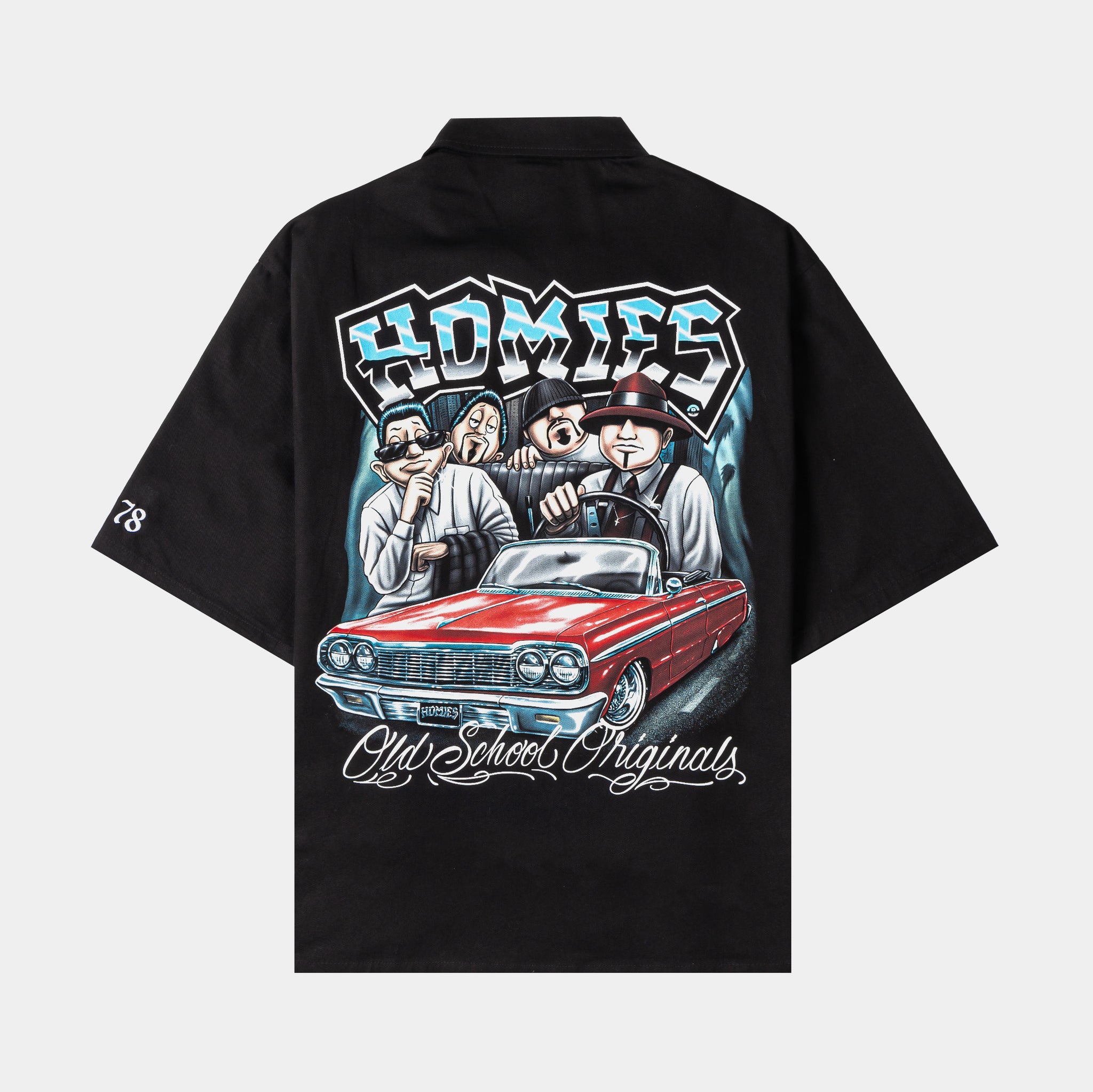 トップス 1love homies Shoe Palace SP x Homies Work Mens Short Sleeve Shirt Black White