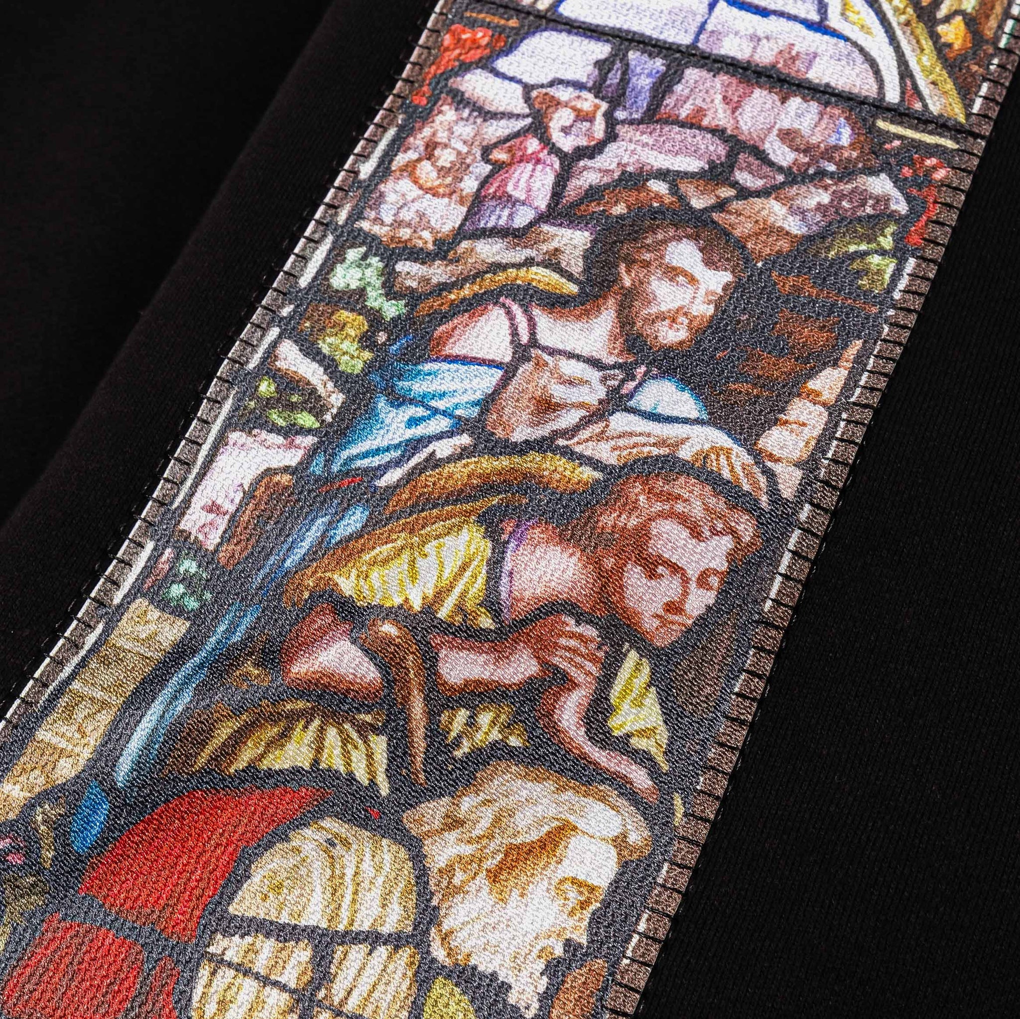 CTHDRL Biblical All Over Print Washed Mens Hoodie Black White