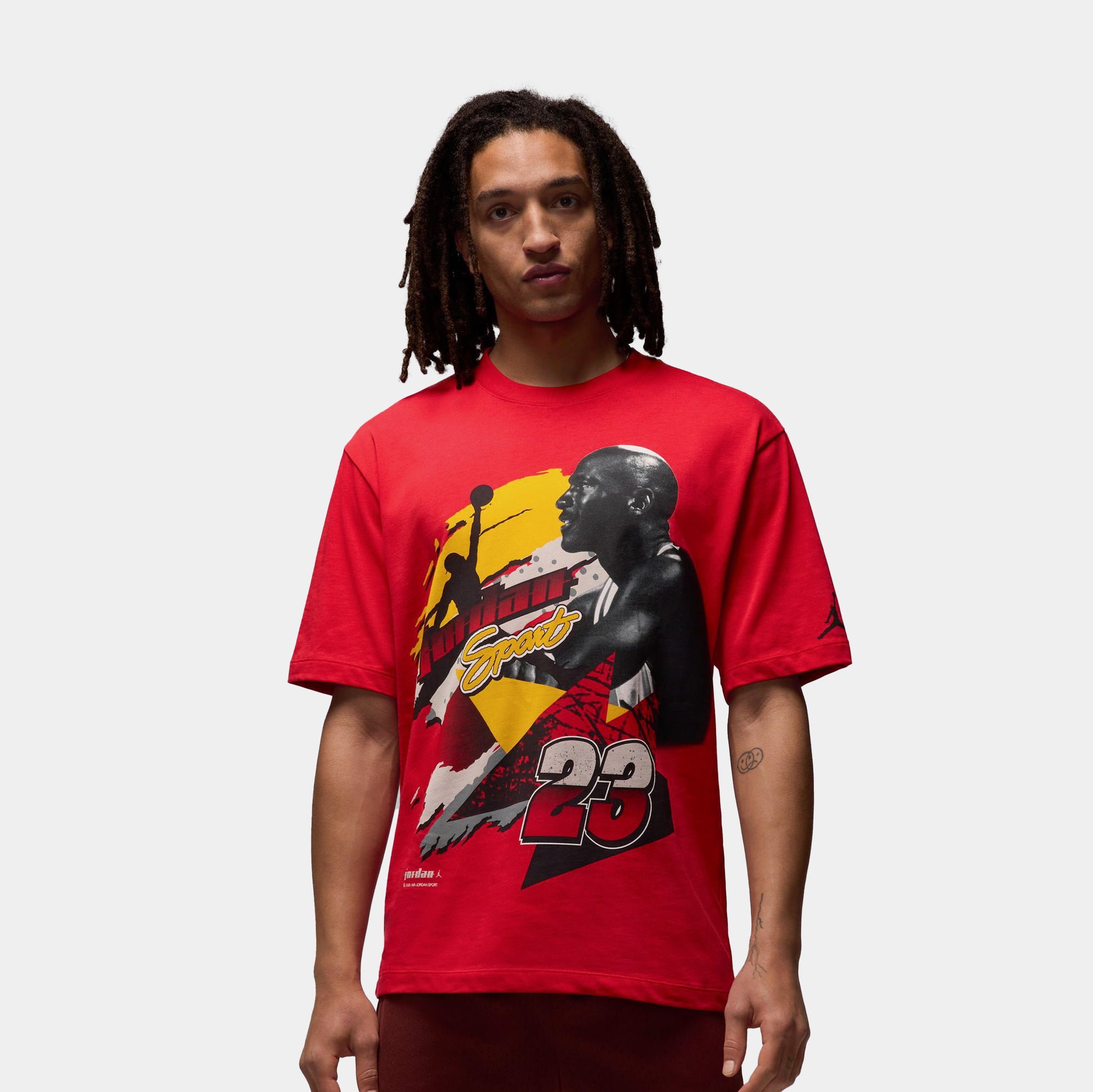 Jordan Statement 1985 Motorsport Mens Short Sleeve Shirt Fire Red