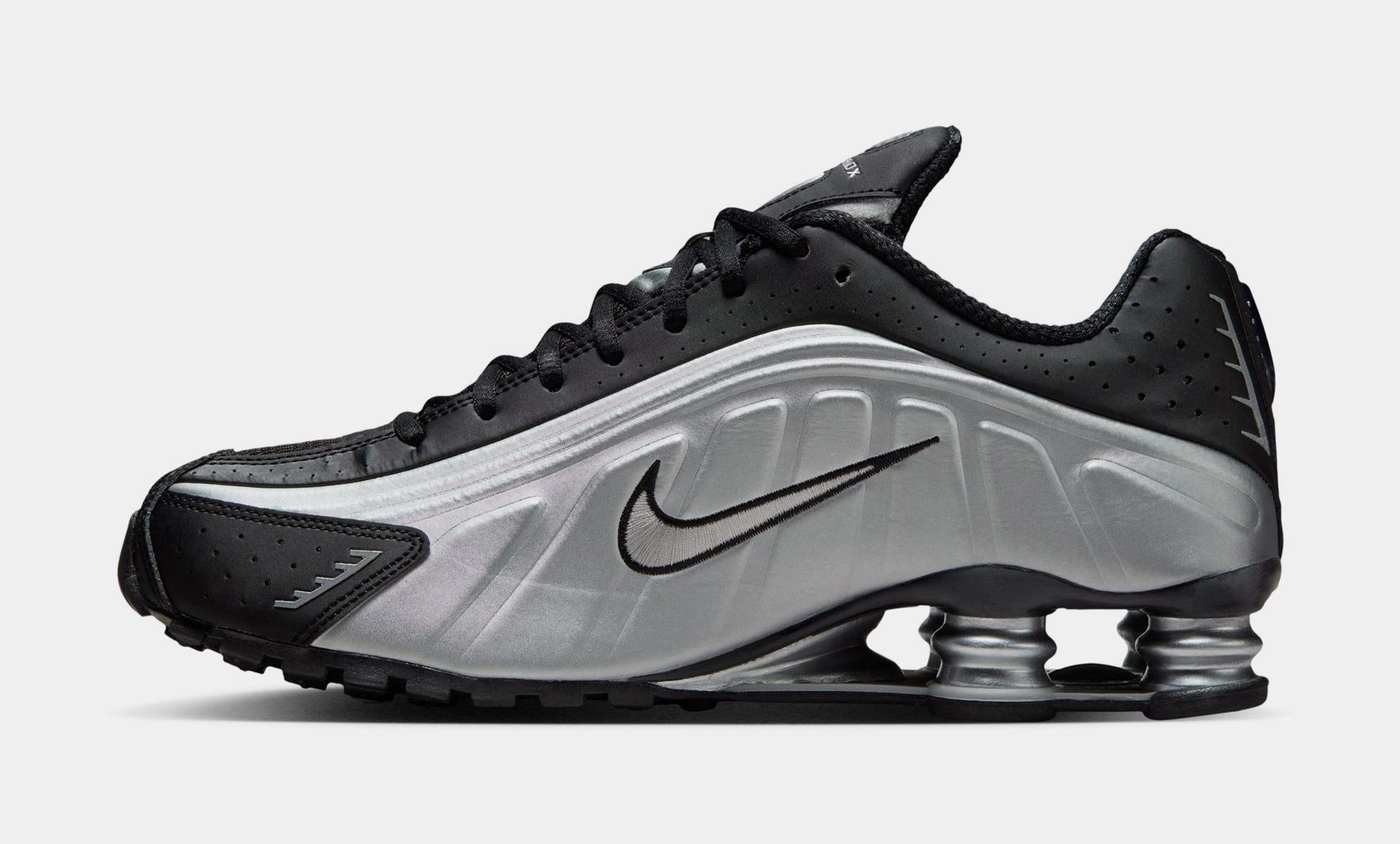 Nike Shox R4 Mens Running Shoes Metallic Silver Black Metallic