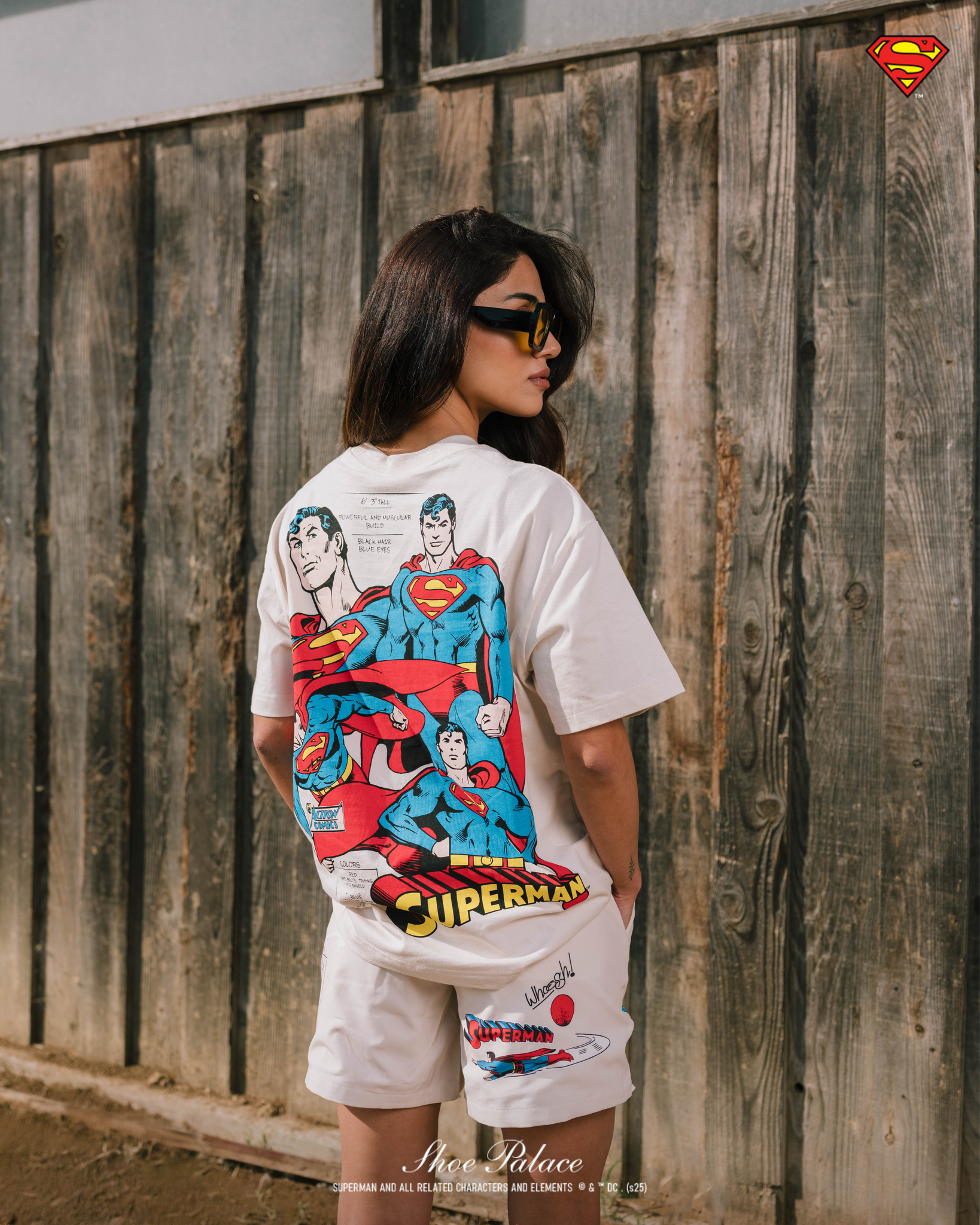 Shoe Palace Superman x Shoe Palace Chrome Hybrid Mens Shorts Beige