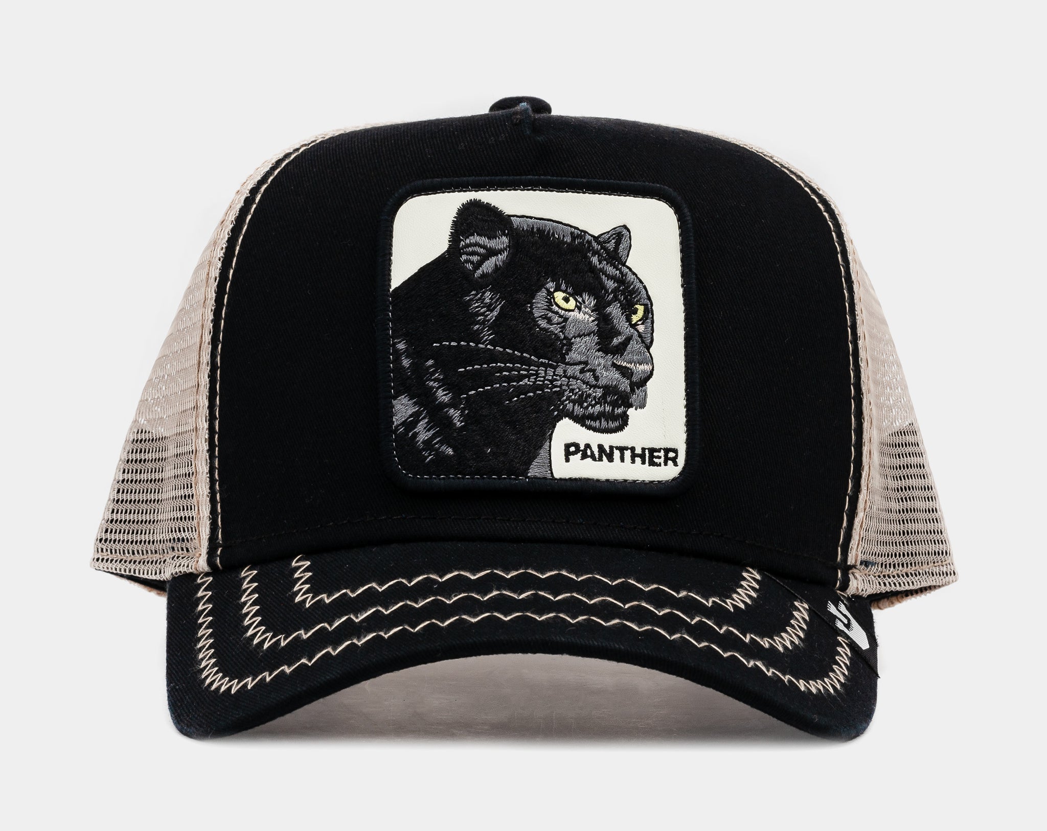 Goorin Bros Black Panther 14x14 Trucker Mens Hat Black Beige 101