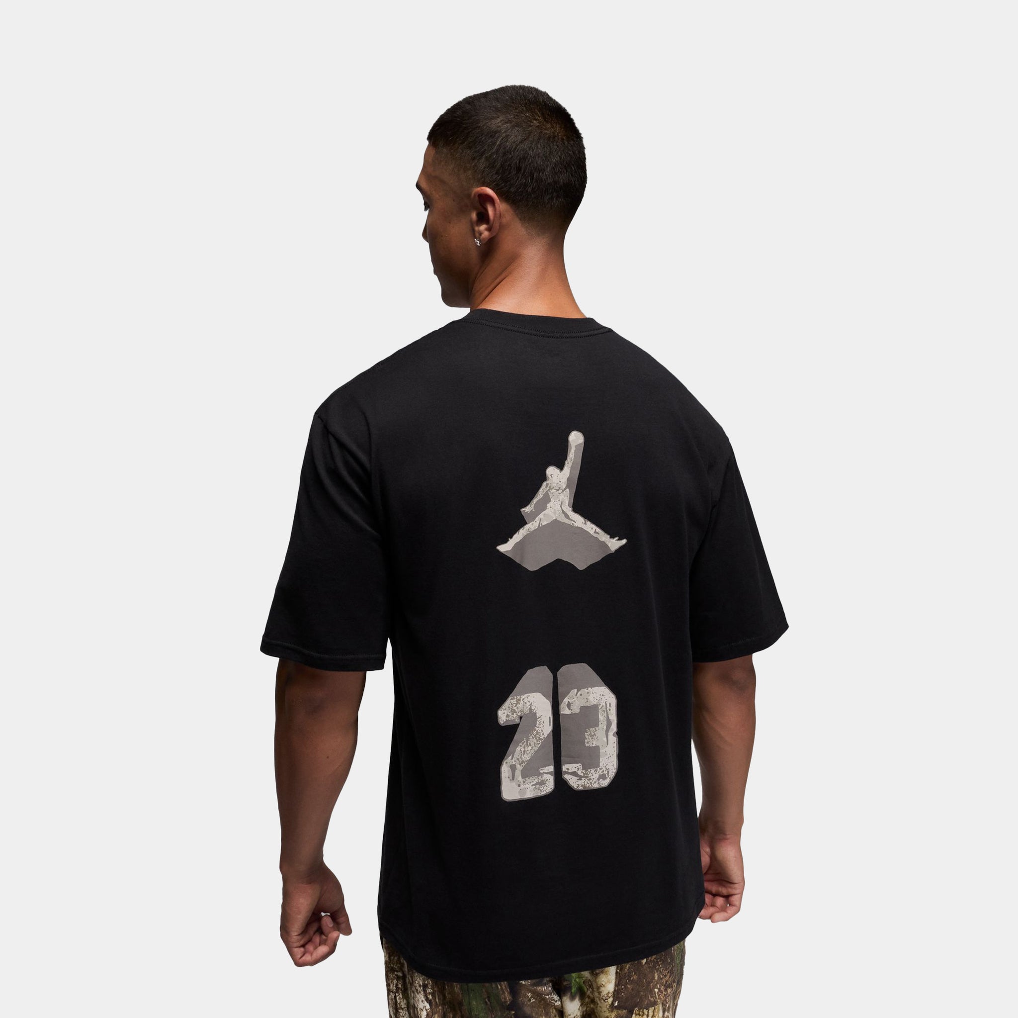 Jordan AJ4 Graphic Mens Short Sleeve Shirt Black Brown IQ6954-010