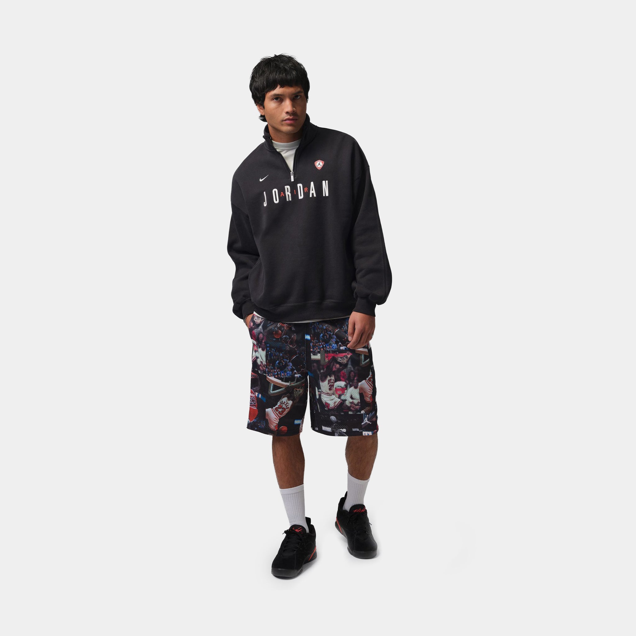 Jordan JDN Flight Printed Cat Scratch Mens Shorts Black Beige