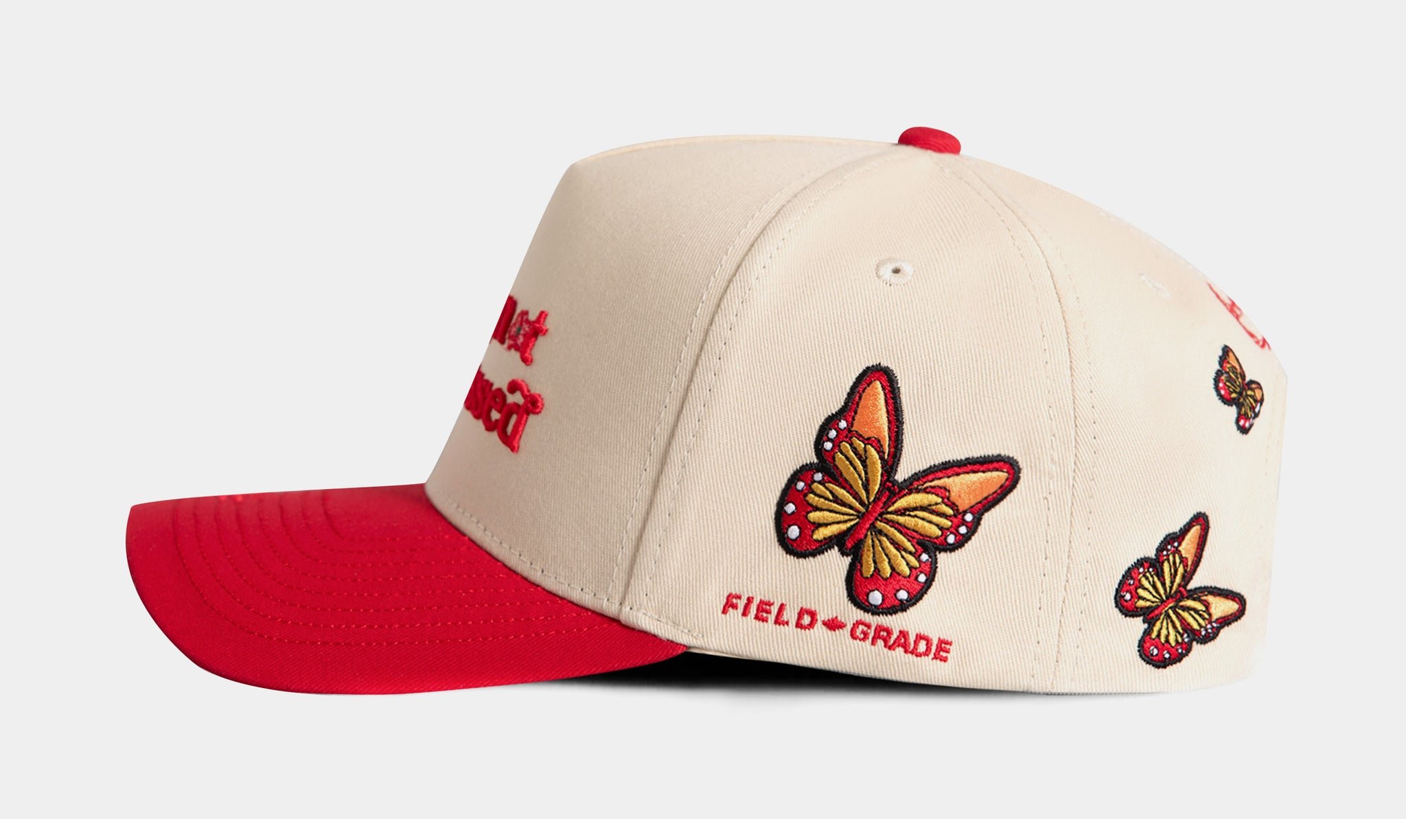 Field Grade Sorry Not Impressed Snapback Mens Hat Beige Red  display picture 2