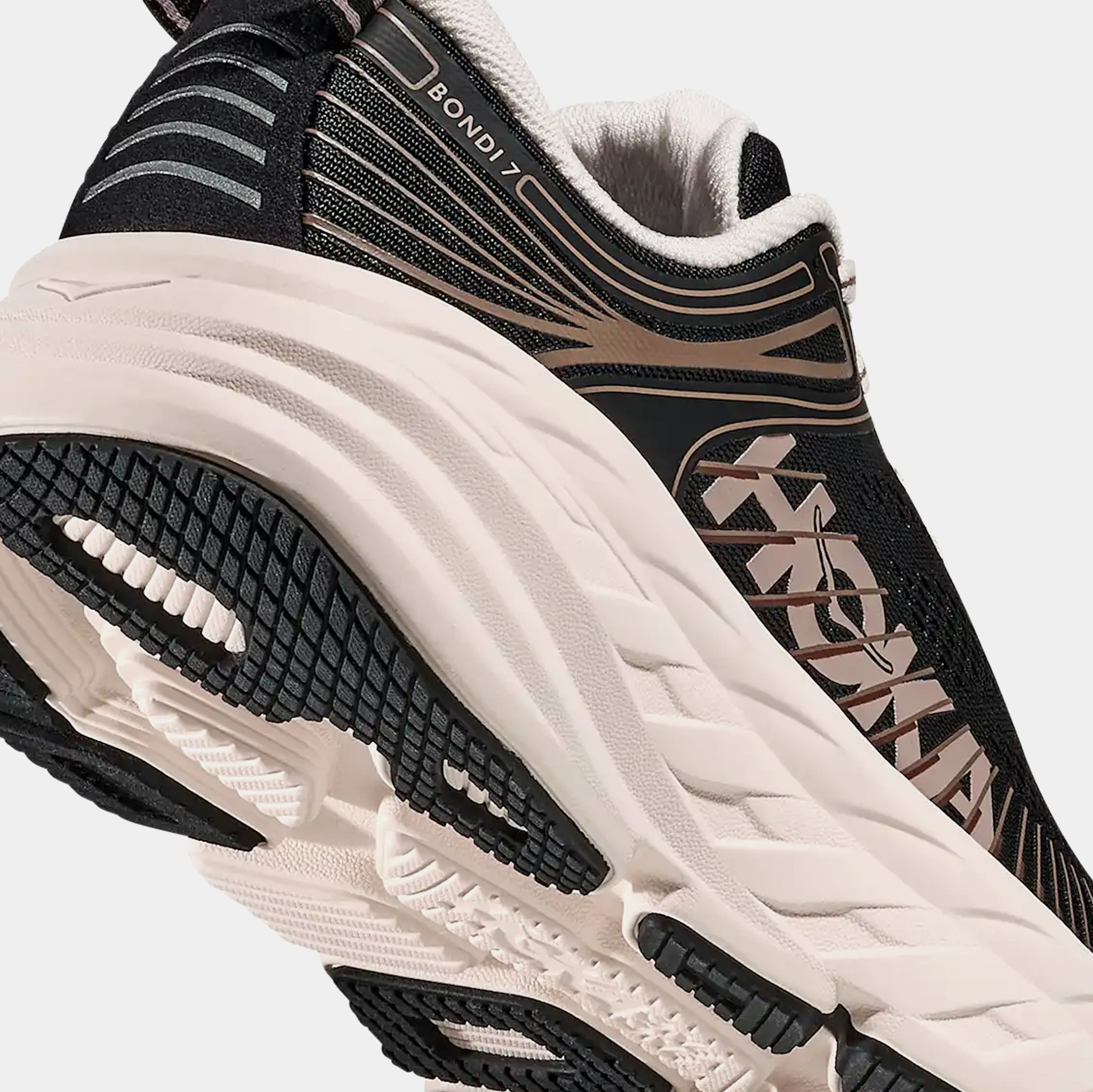 Hoka Bondi 7 Womens Running Shoes Black Rose Cream 1110519-BCKRS