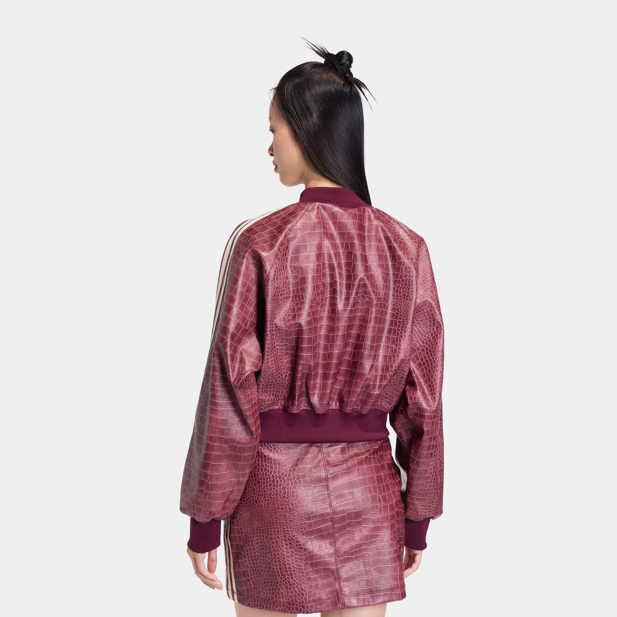 adidas Originals Women's Pleather Jacket, XL, Maroon