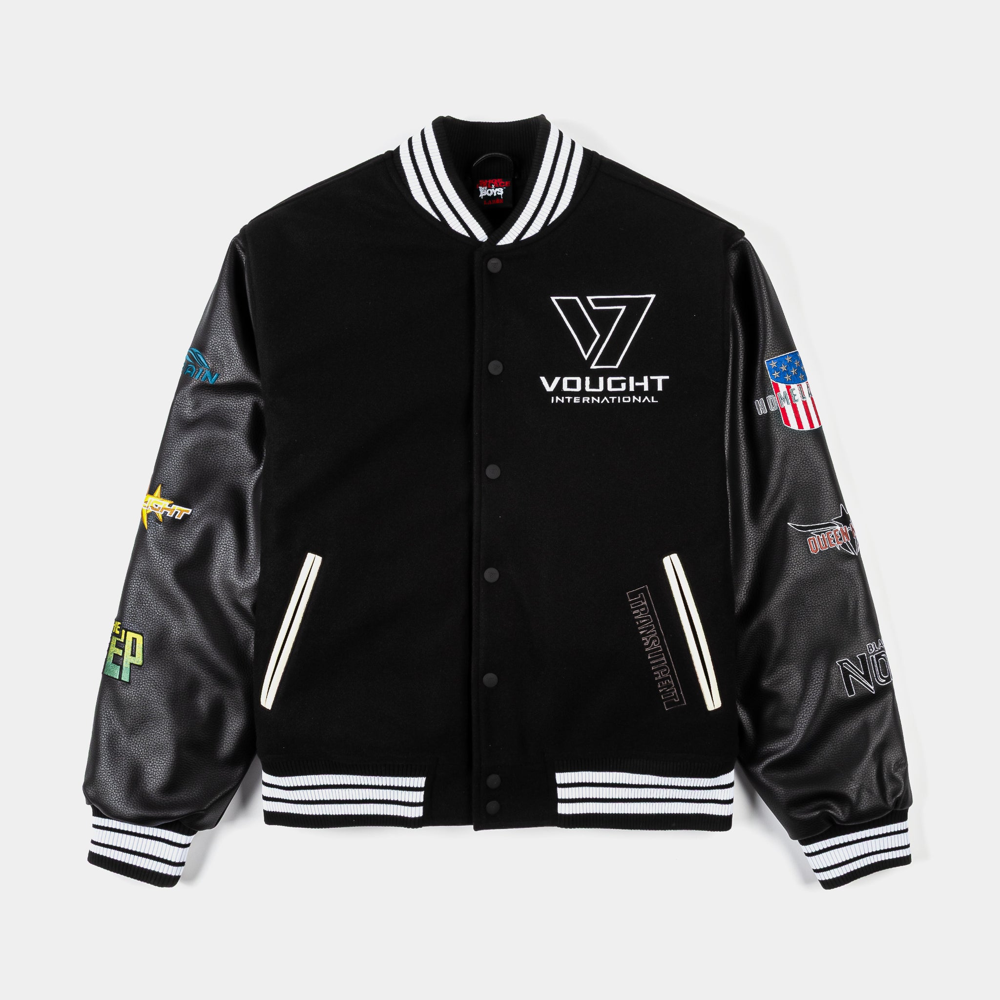 Shoe Palace SP x The Boys Vought Varsity Mens Jacket Black White