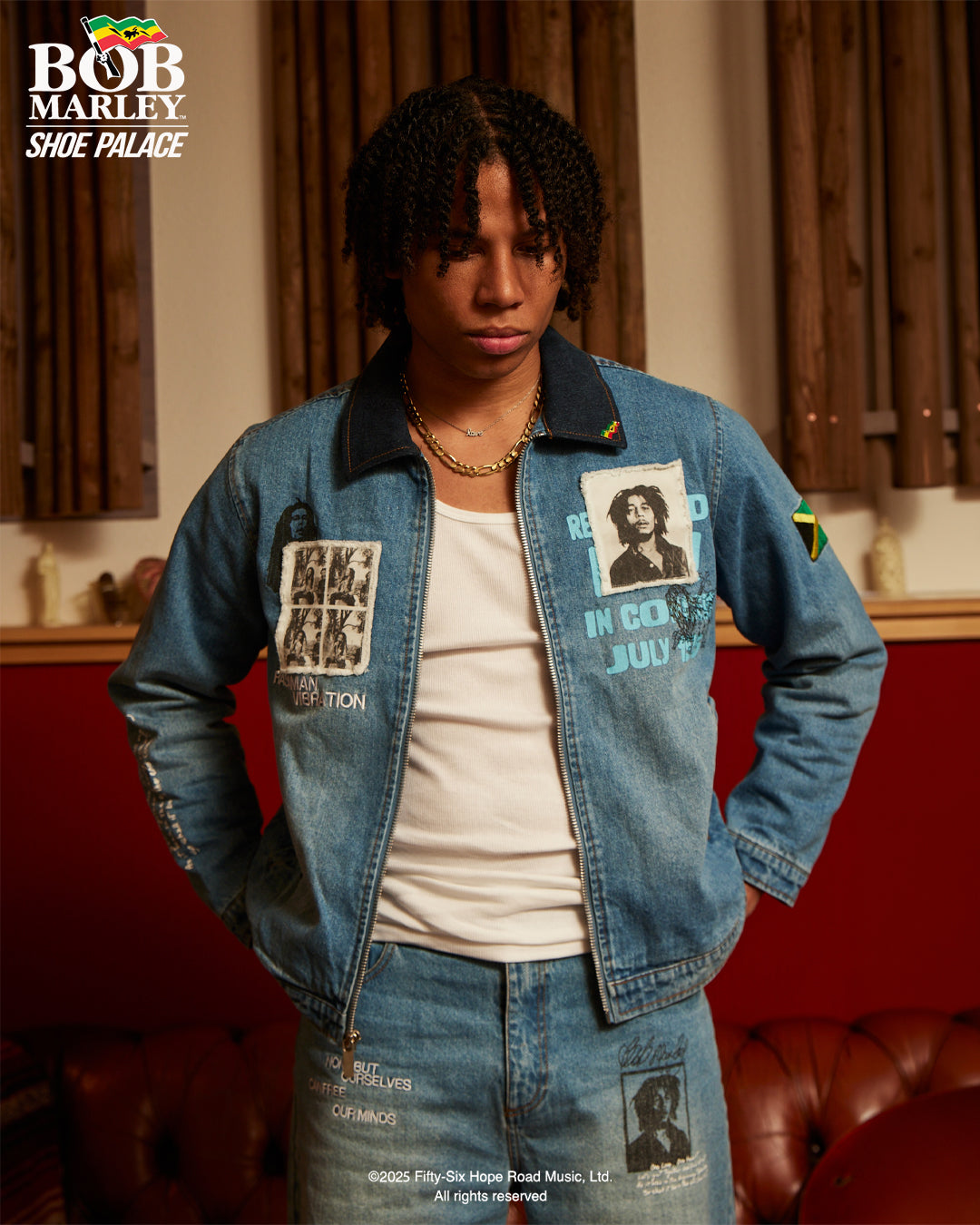 Shoe Palace SP x Bob Marley Work Washed Mens Jacket Blue Yellow