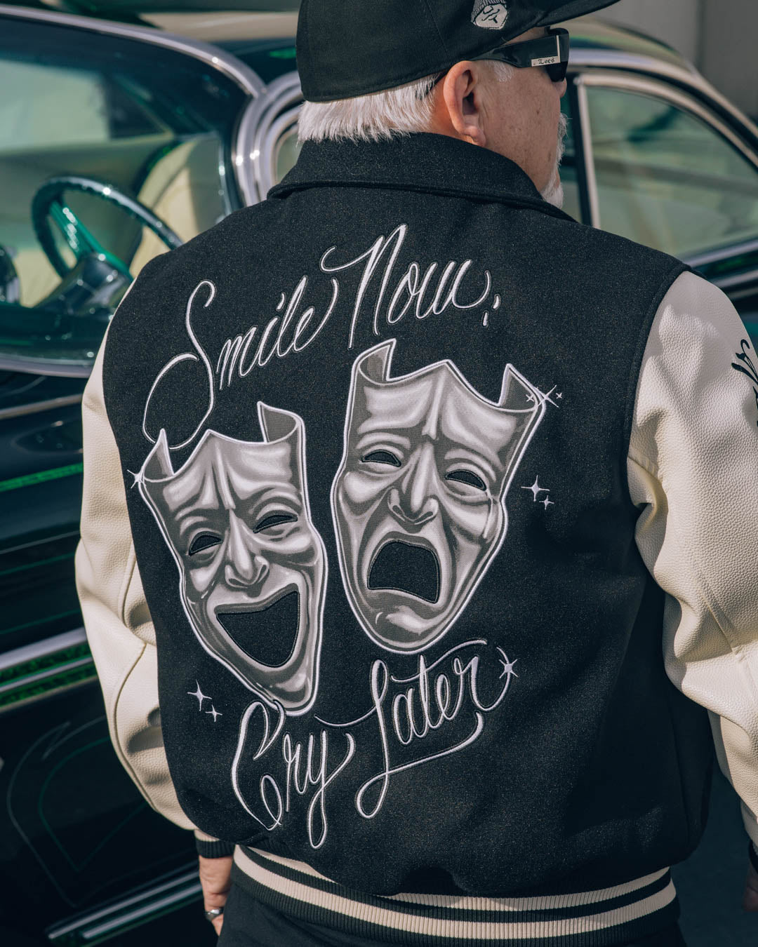 Shoe Palace SP x Homies Varsity Mens Jacket Black White HMSVJ01