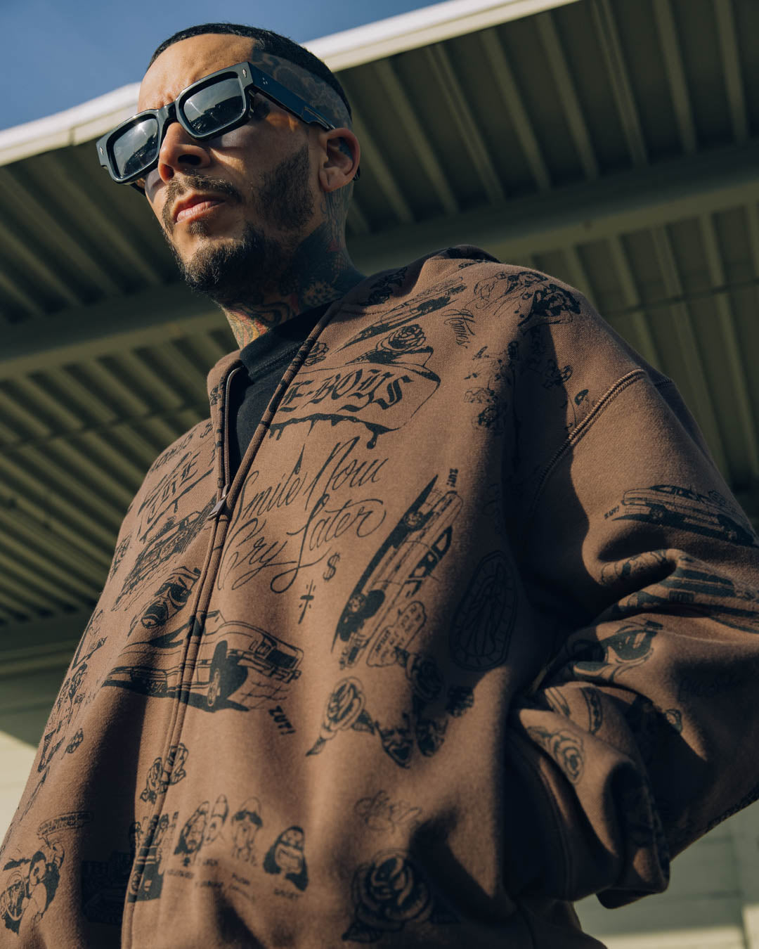Shoe Palace SP x Homies All Over Print Zip Up Fleece Mens Hoodie
