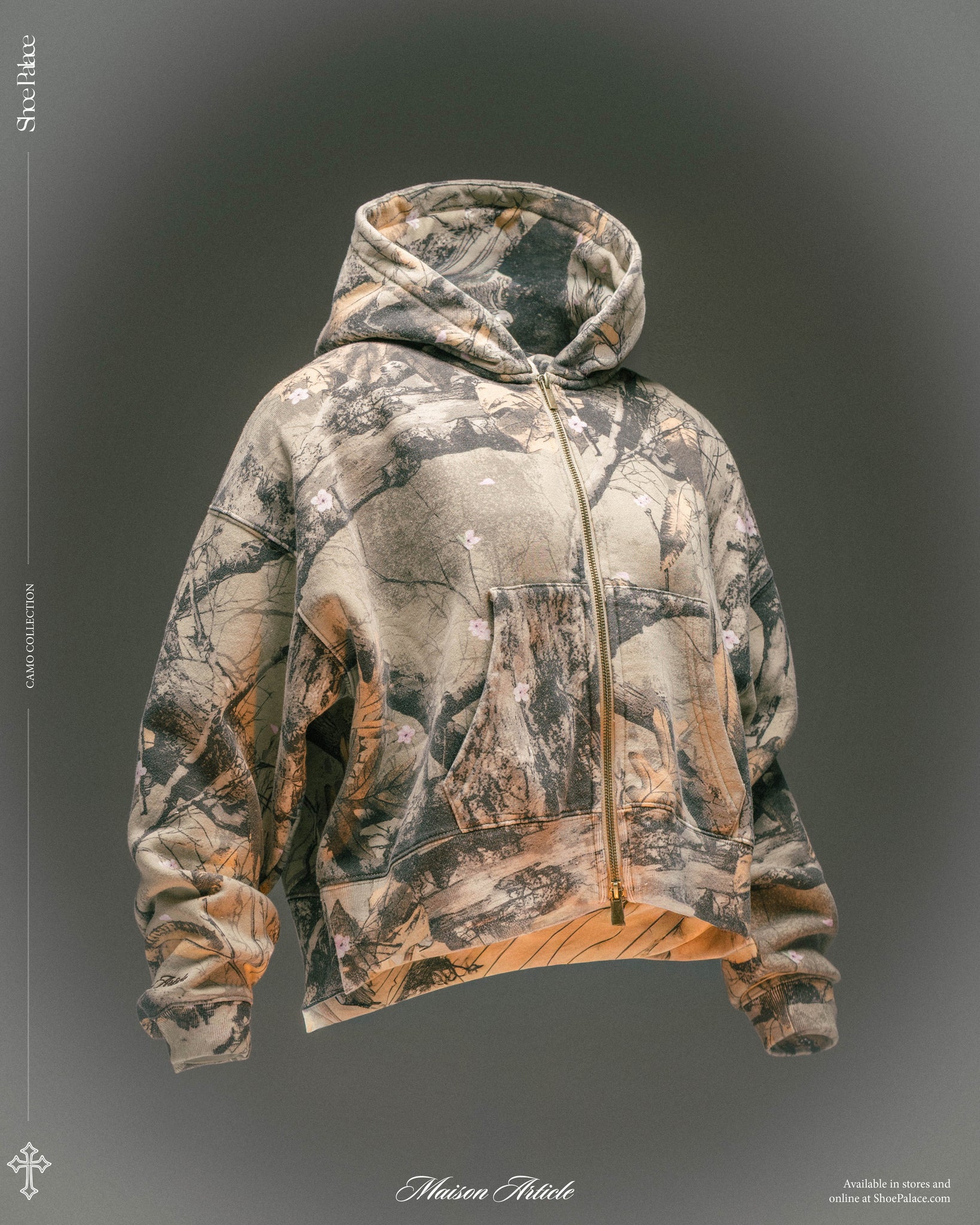 Maison Article Angels Camo Cropped Zip Up Womens Hoodie Multicolor