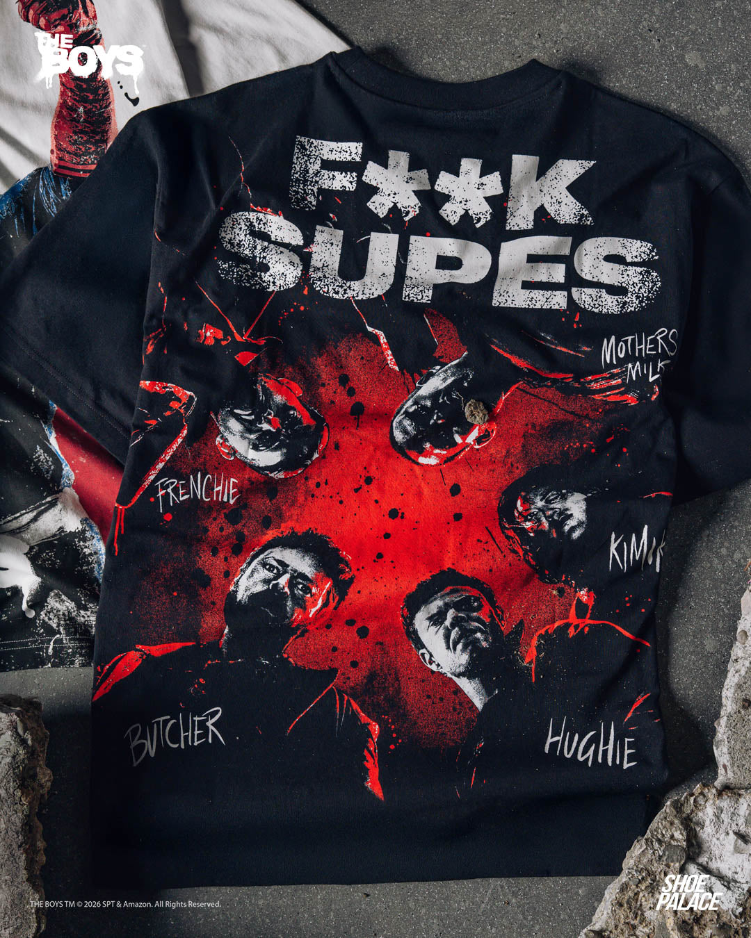 Shoe Palace SP x The Boys Supes Mens Short Sleeve Shirt Black Red