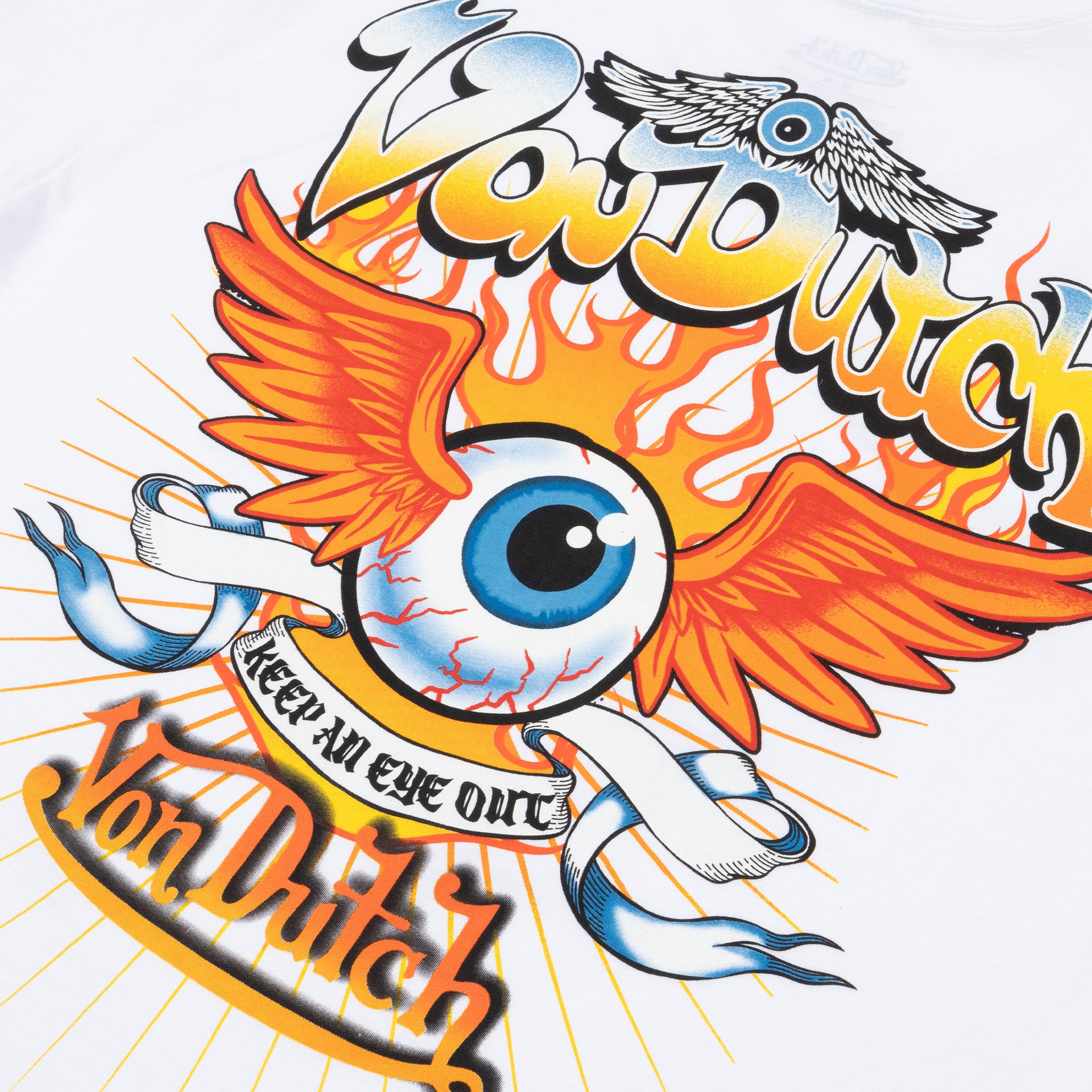 Von Dutch Keep An Eye Out Mens Short Sleeve Shirt White Orange